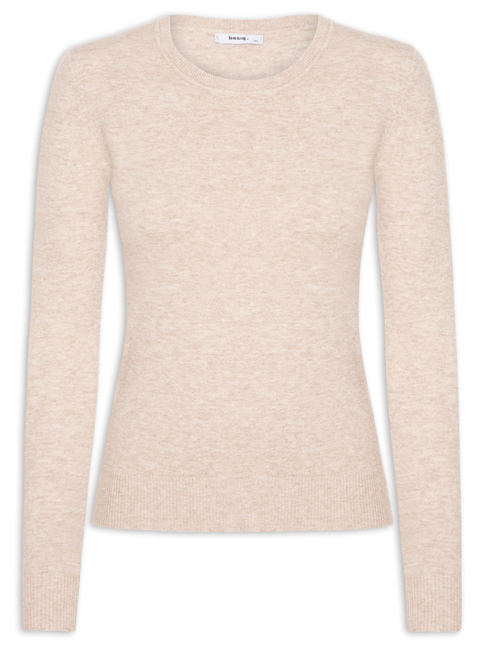 Blusa Feminina Tricot Básica Bege Basiq
