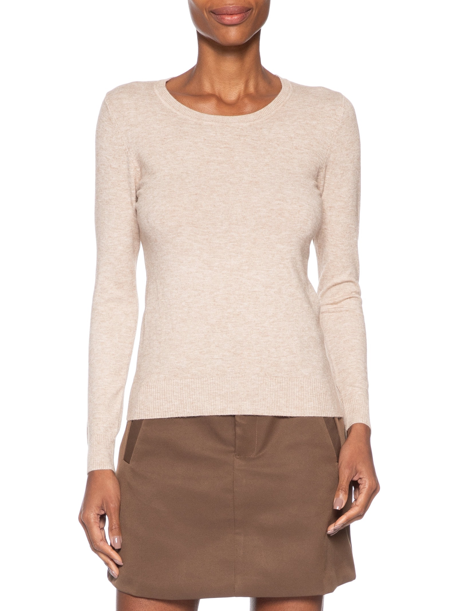Blusa Feminina Tricot Básica Bege Basiq