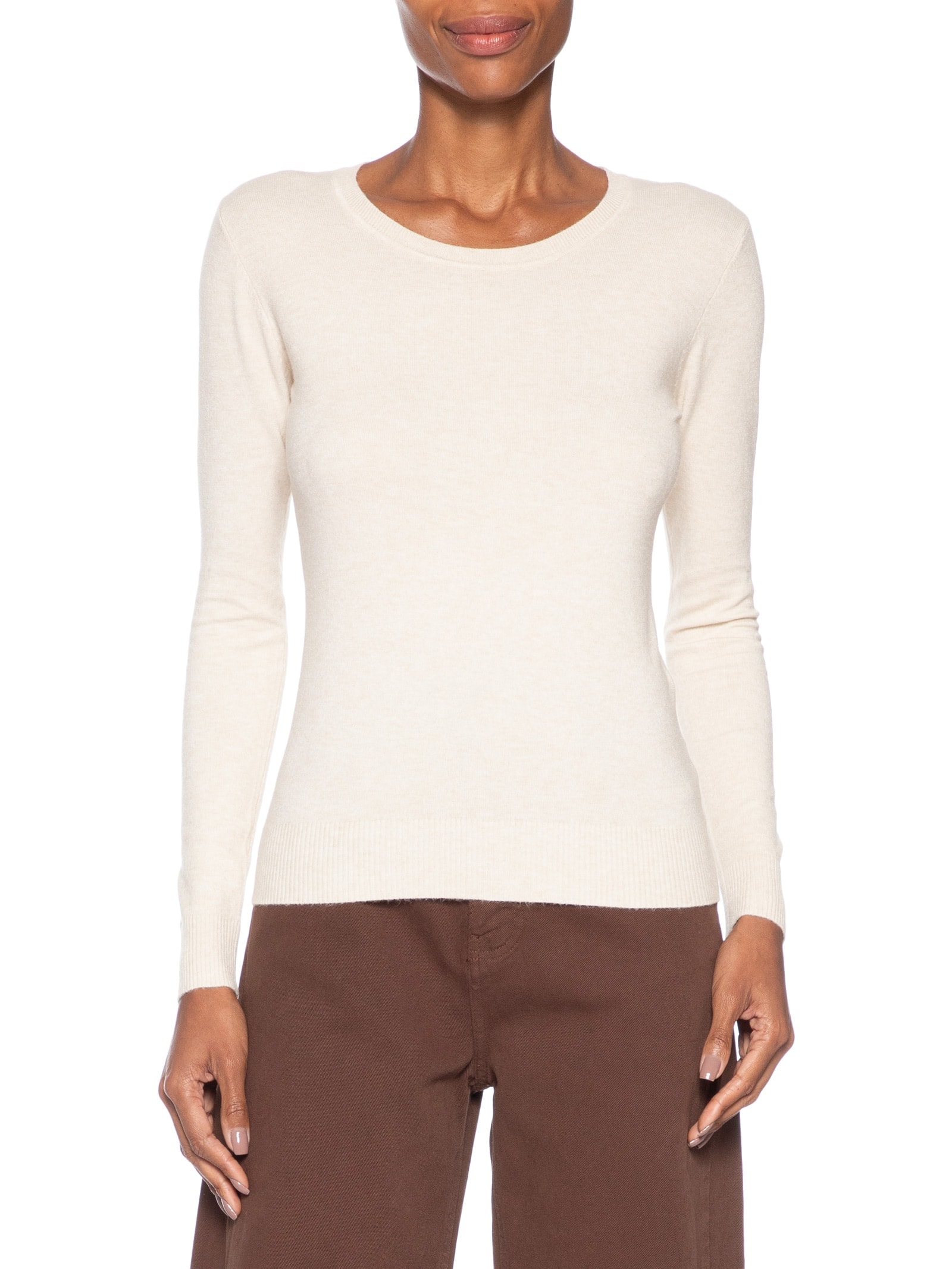 Blusa Feminina Tricot Básica Bege Basiq