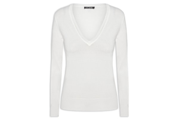 Blusa Feminina Tricot Básica - Branco