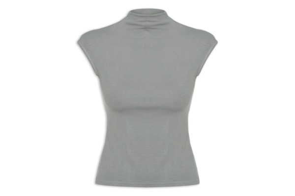 Blusa Feminina Tricot Básica - Cinza