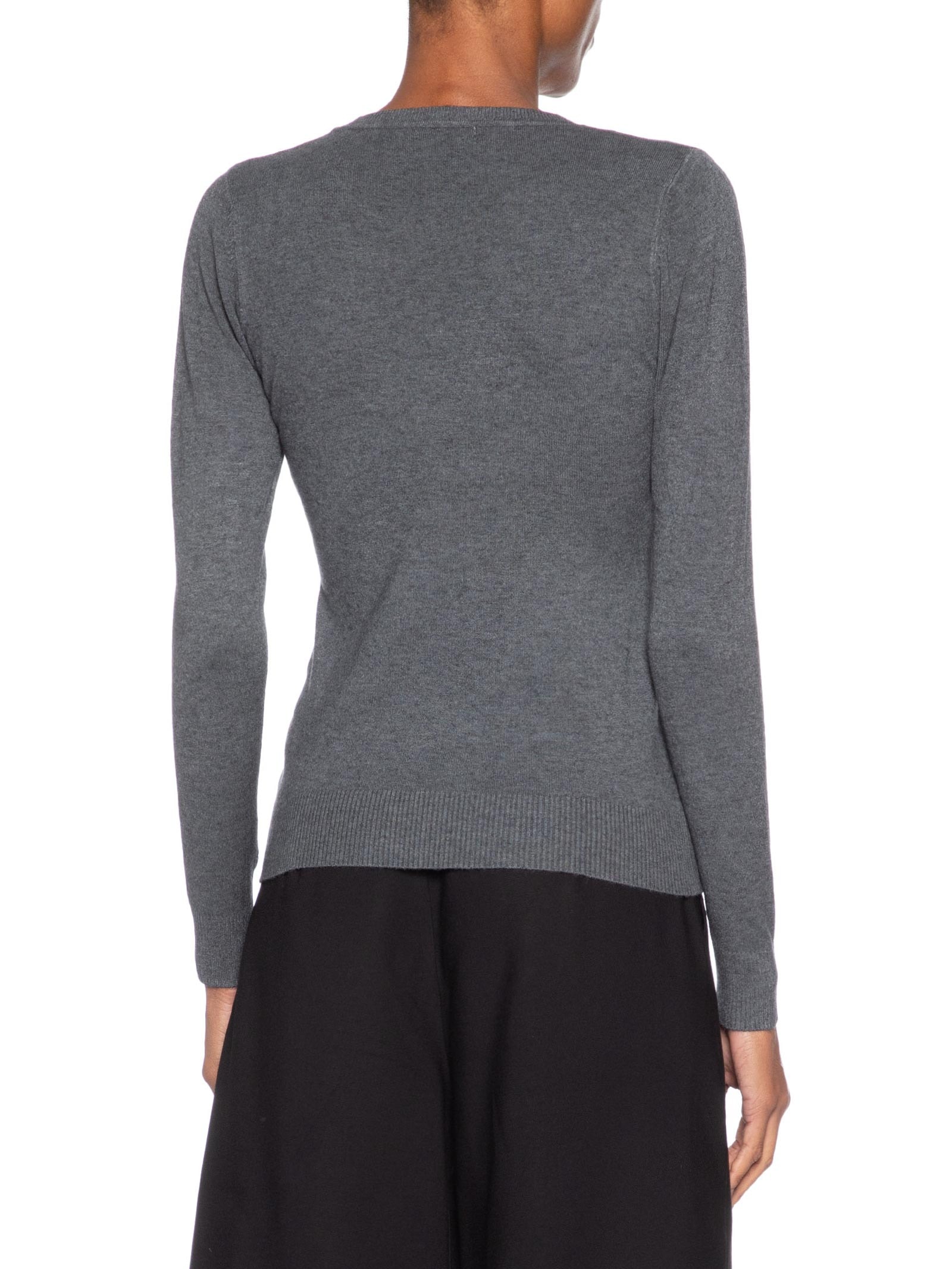 Blusa Feminina Tricot Básica Cinza Basiq
