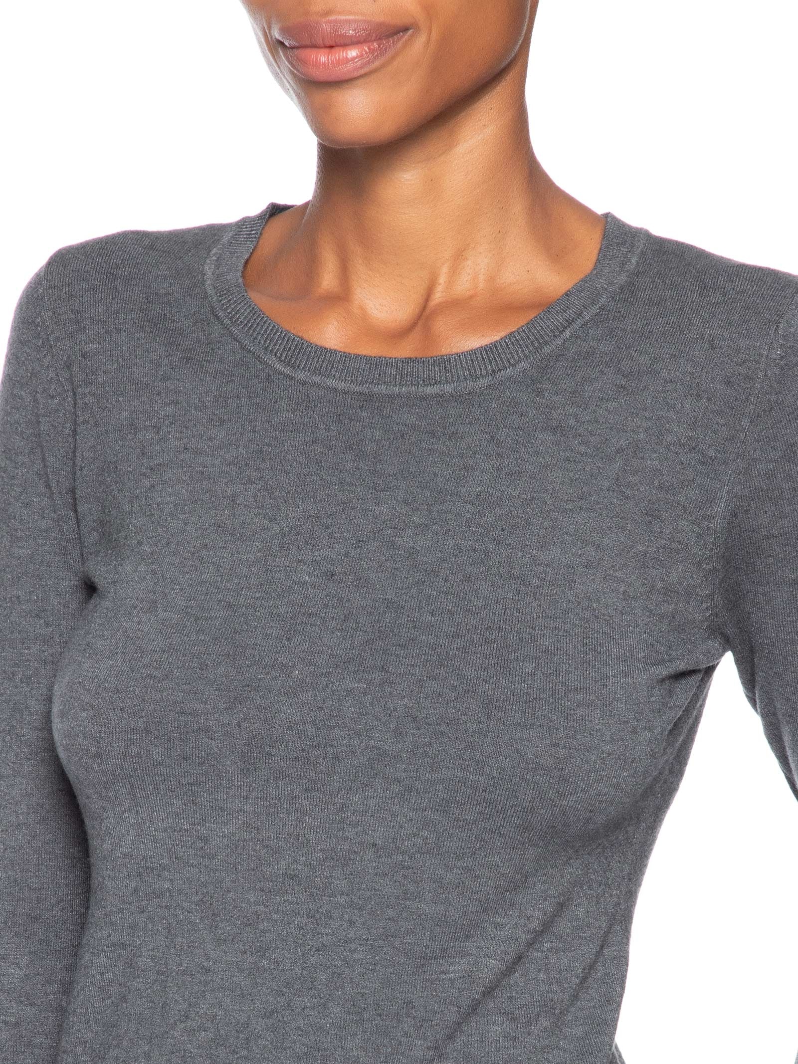 Blusa Feminina Tricot Básica Cinza Basiq