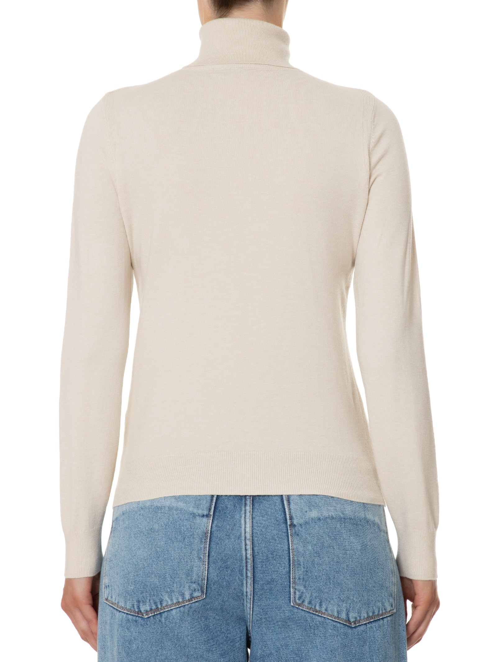 Blusa Feminina Tricot Básica Com Gola Alta  Bege Basiq