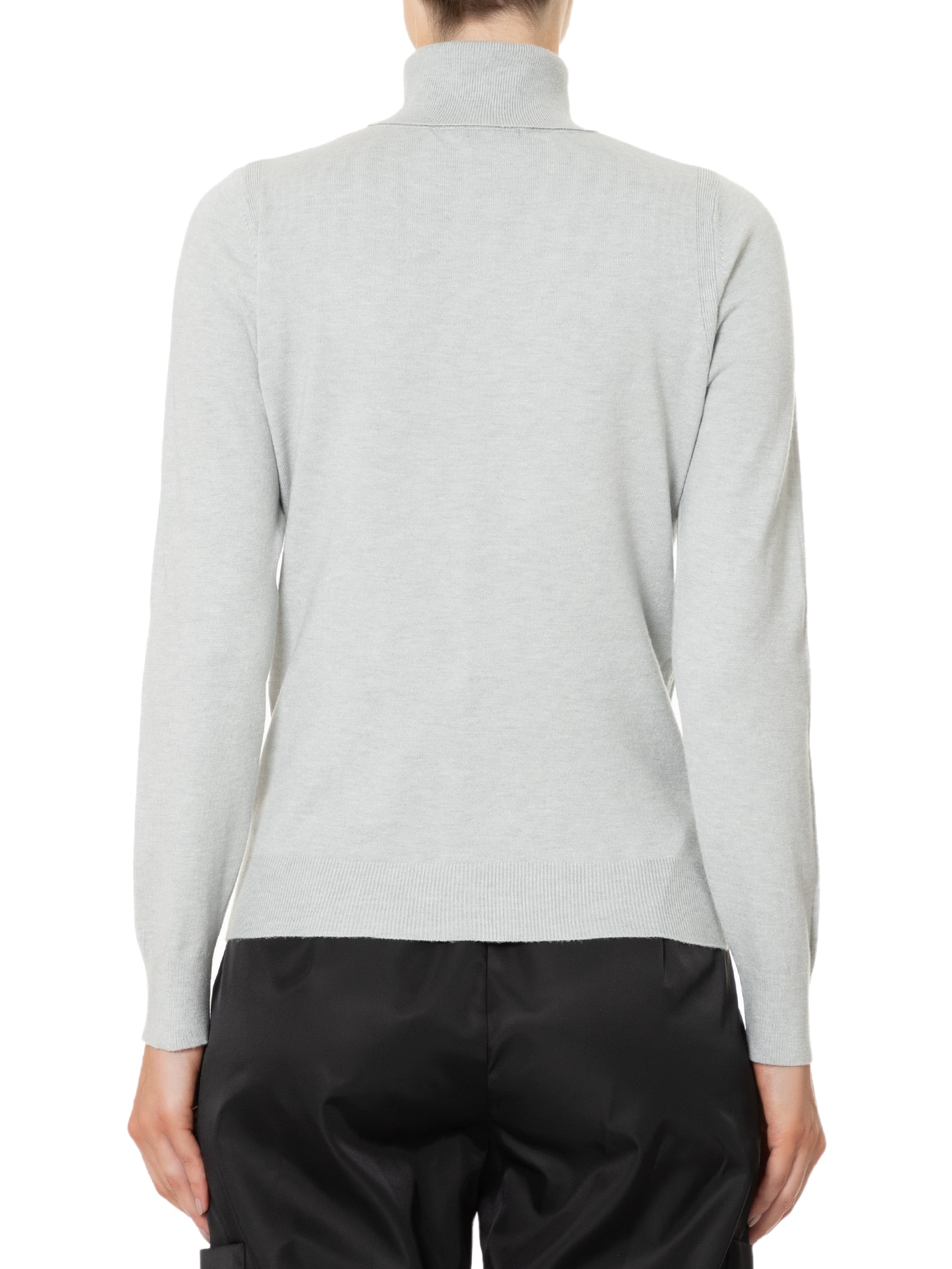 Blusa Feminina Tricot Básica Com Gola Alta  Cinza  Basiq