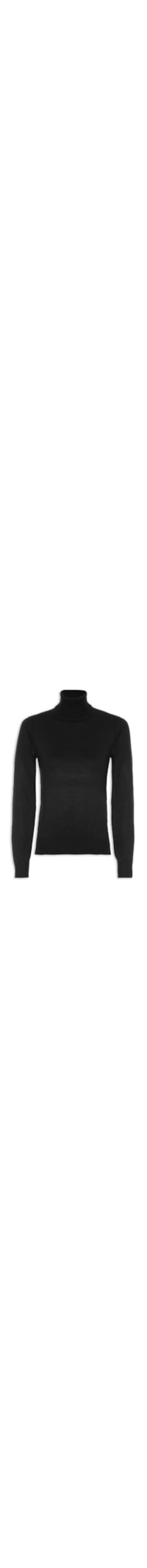 Blusa Feminina Tricot Básica Com Gola Alta - Preto