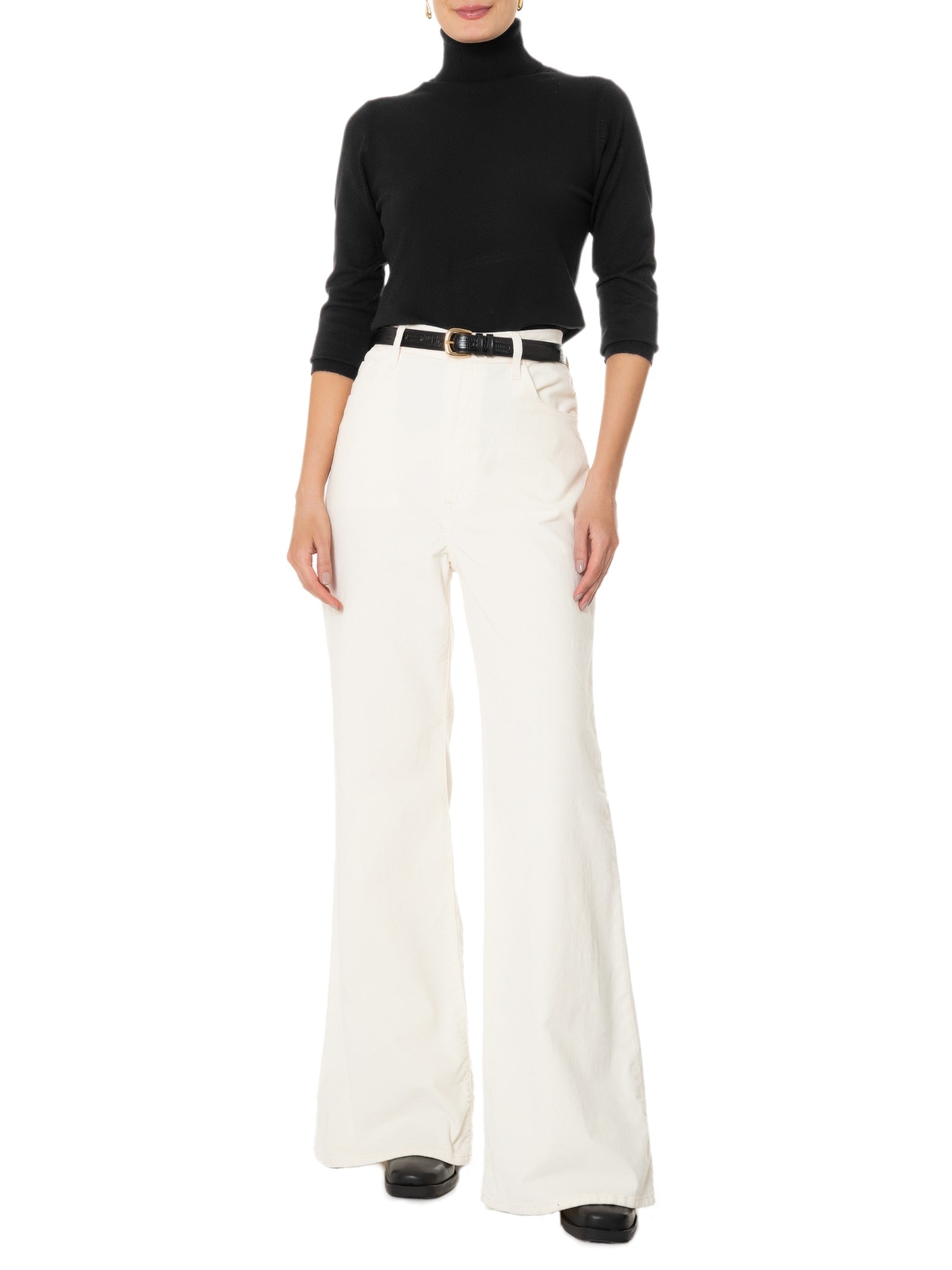 Blusa Feminina Tricot Básica Com Gola Alta  Preto  Basiq