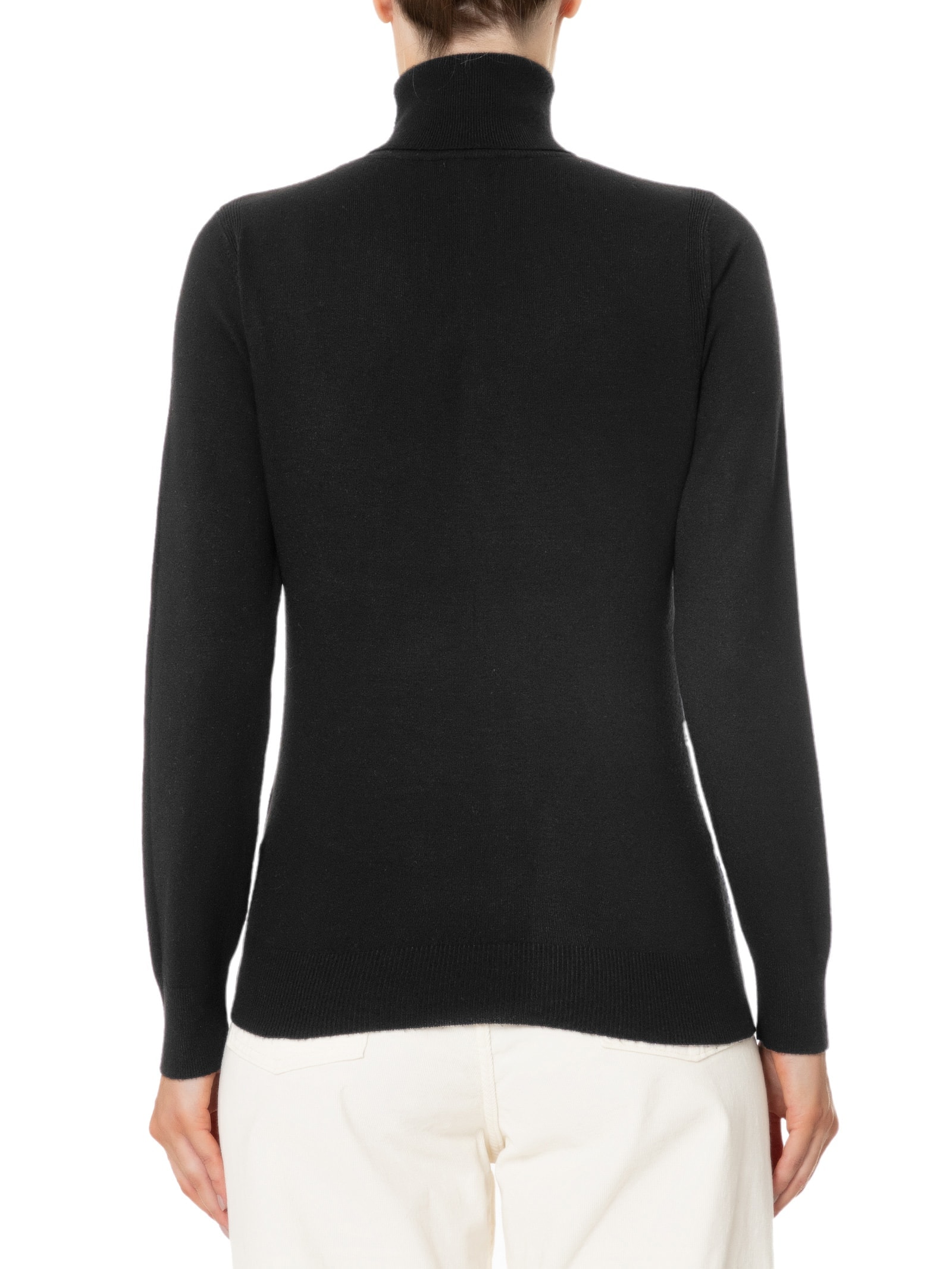 Blusa Feminina Tricot Básica Com Gola Alta  Preto  Basiq