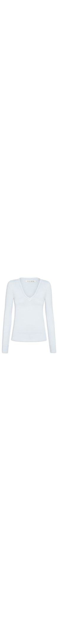Blusa Feminina Tricot Básica Decote V Manga Longa - Azul