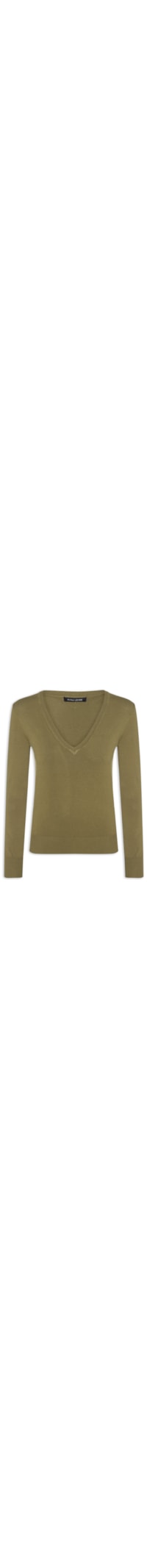 Blusa Feminina Tricot Básica Decote V - Verde