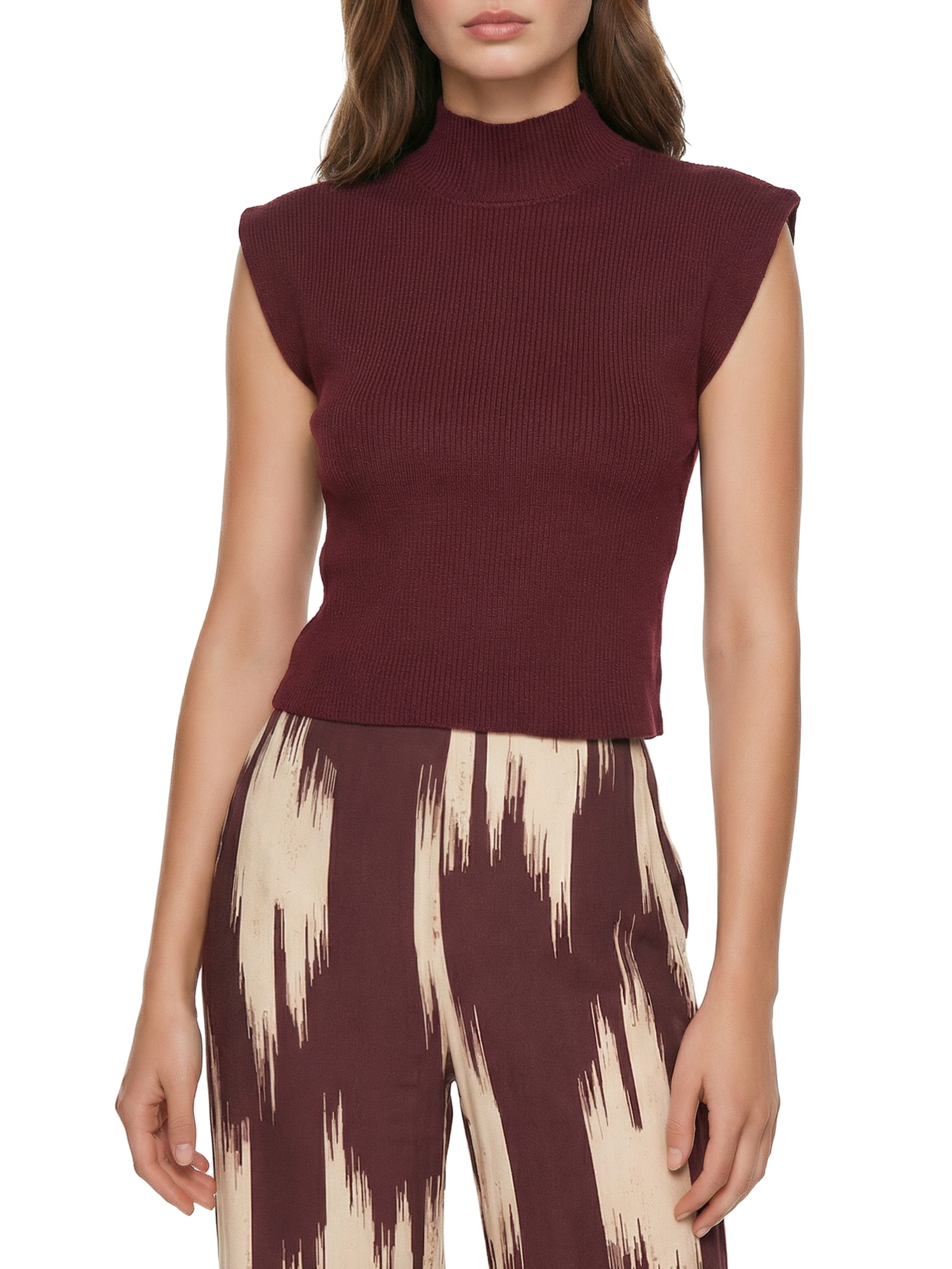 Blusa Feminina Tricot Básica Gola Vermelho Cacay