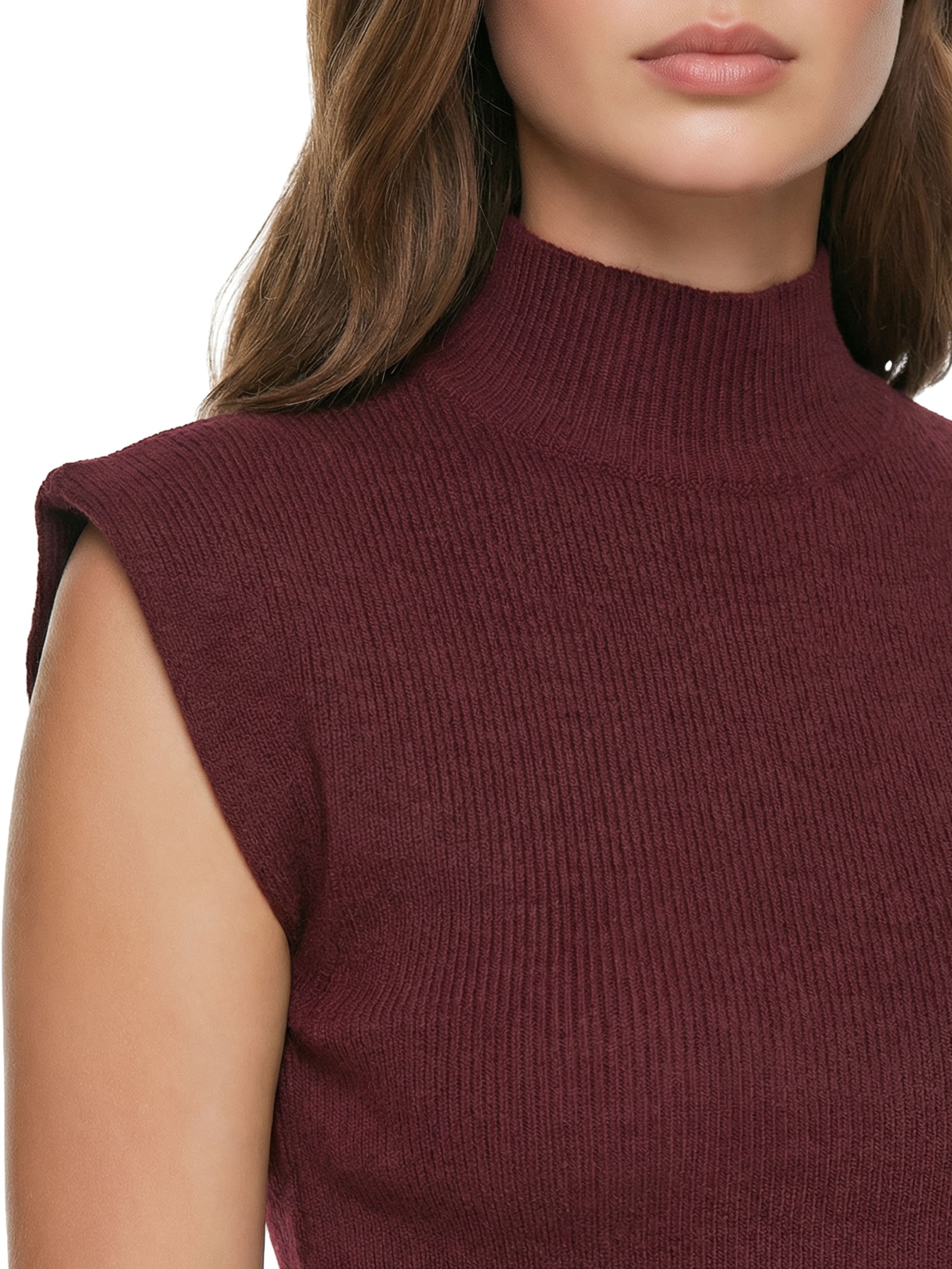 Blusa Feminina Tricot Básica Gola Vermelho Cacay