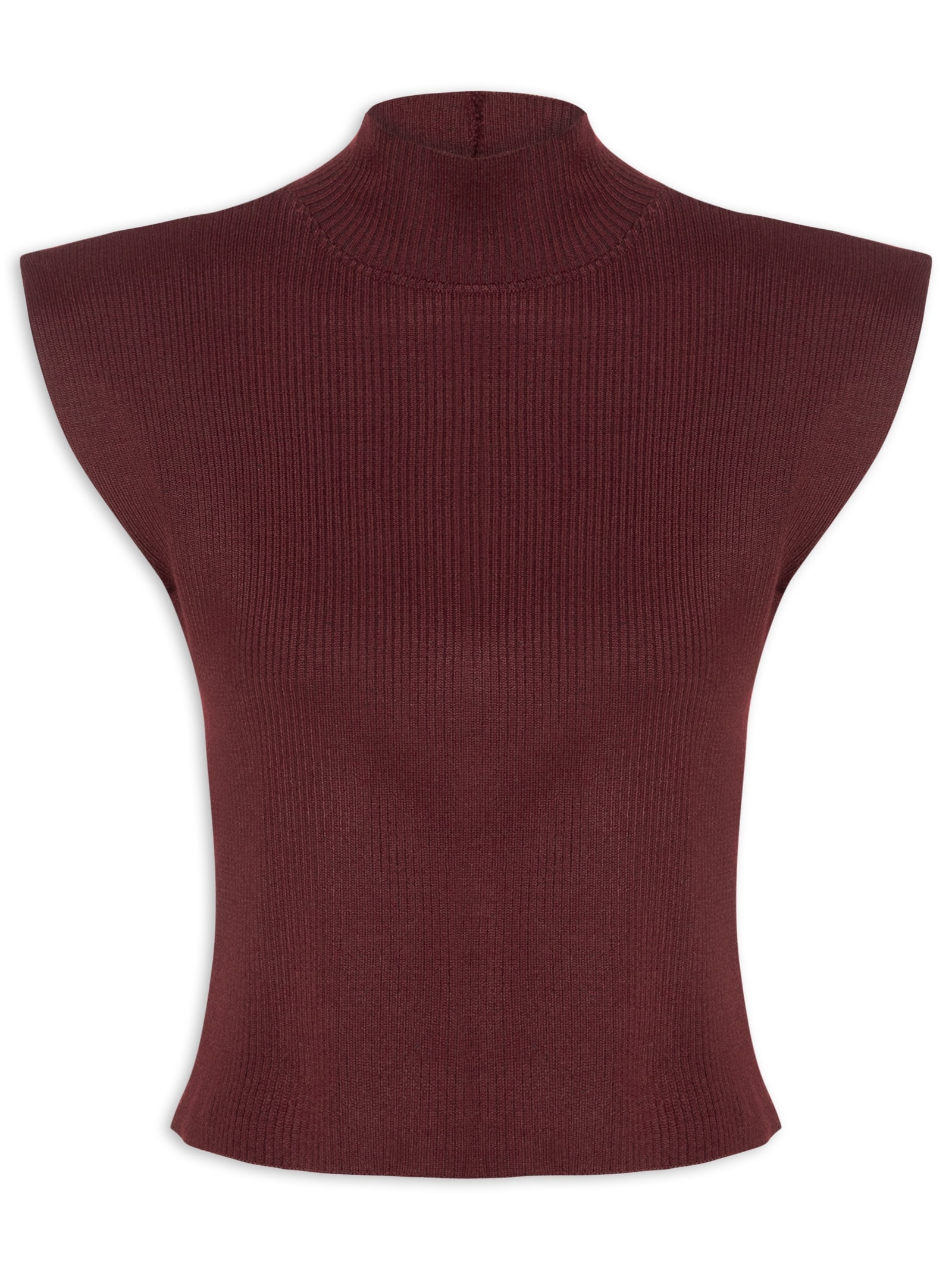 Blusa Feminina Tricot Básica Gola Vermelho Cacay