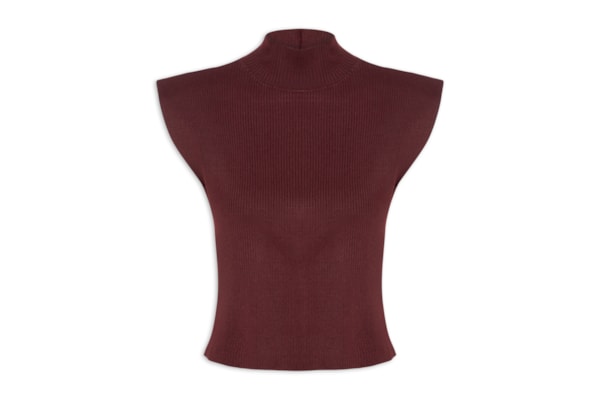 Blusa Feminina Tricot Básica Gola - Vermelho