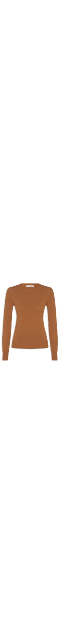 Blusa Feminina Tricot Básica Manga Longa - Marrom