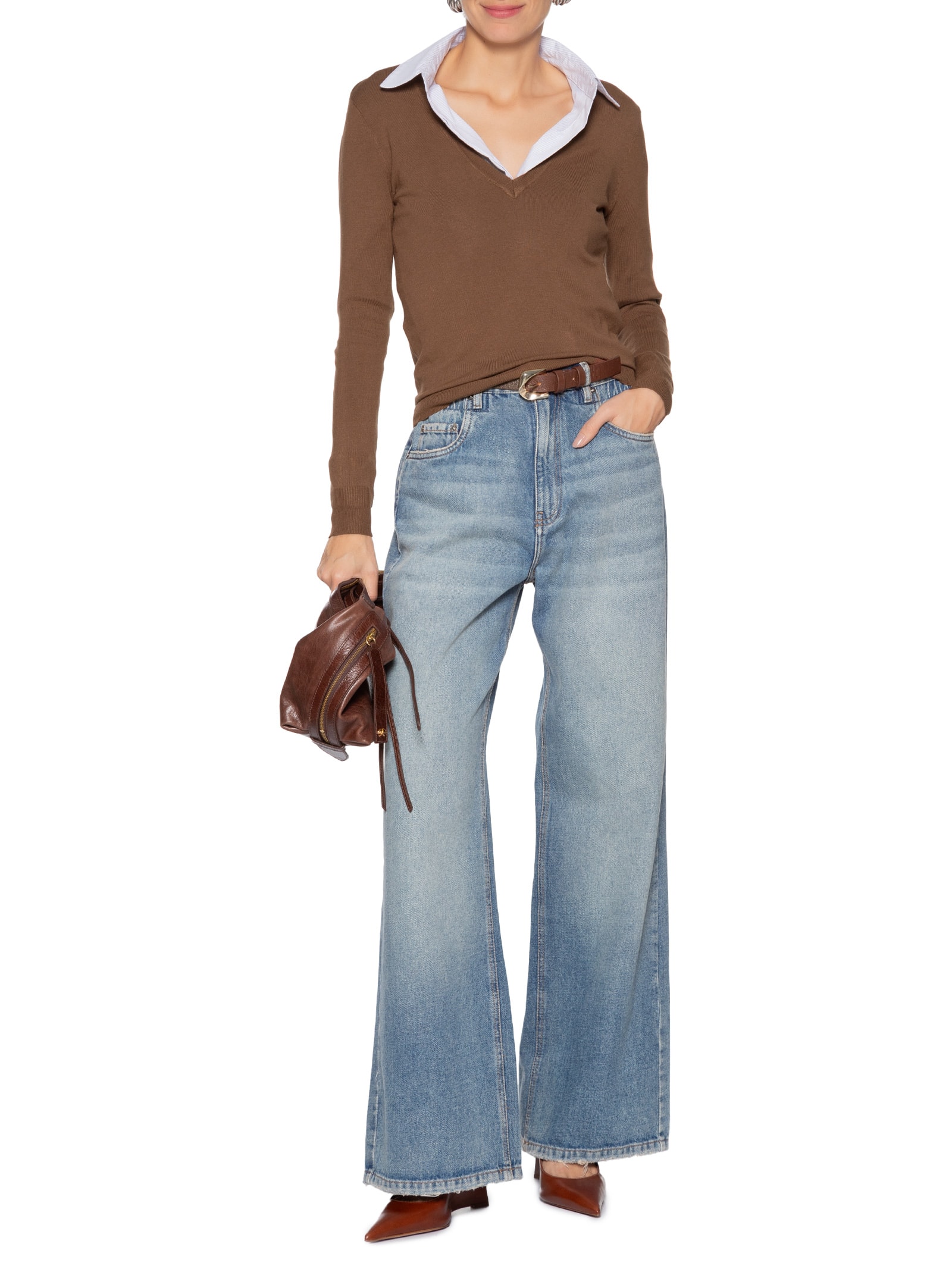 Blusa Feminina Tricot Básica Marrom Animale Jeans