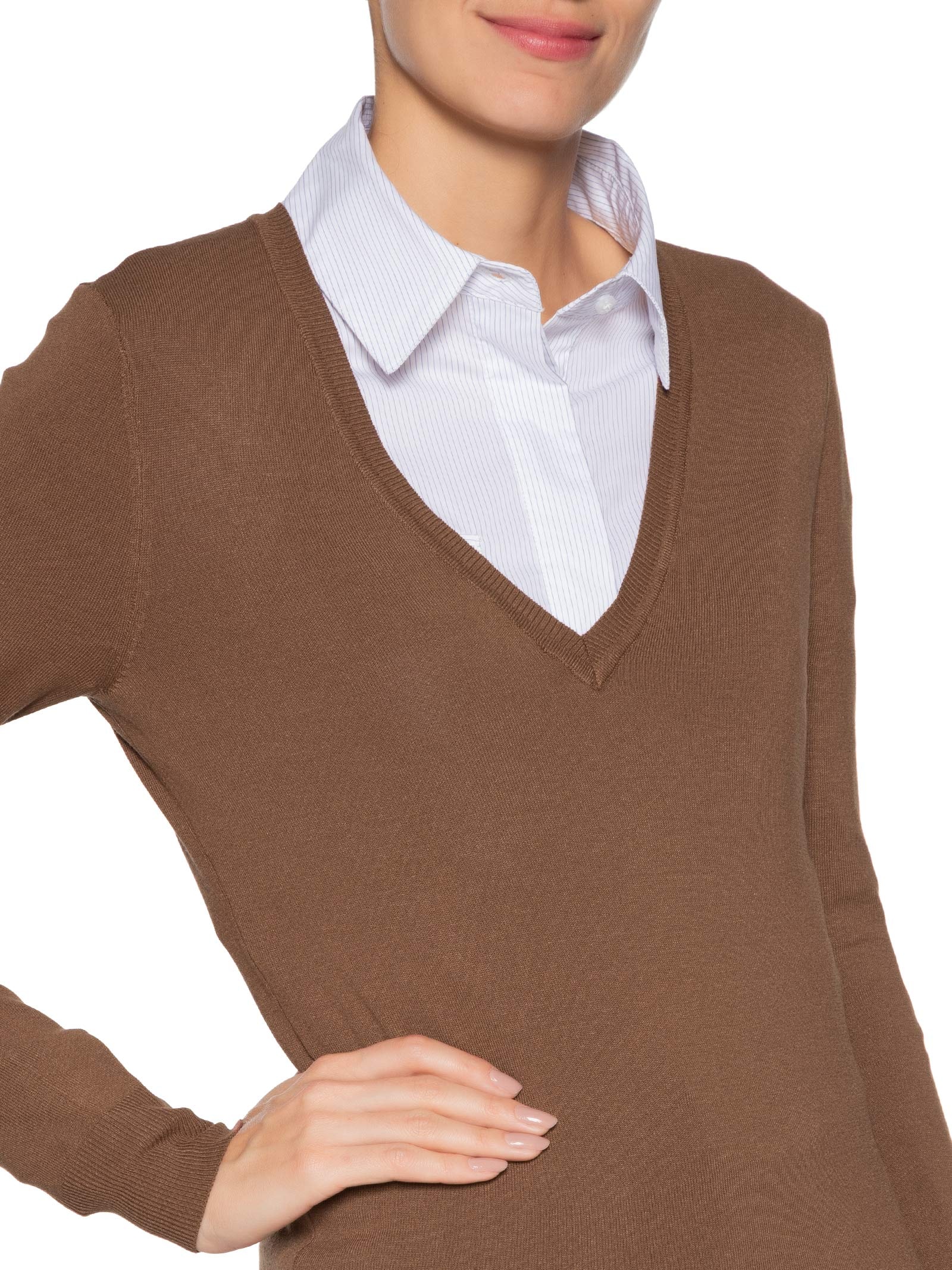 Blusa Feminina Tricot Básica Marrom Animale Jeans