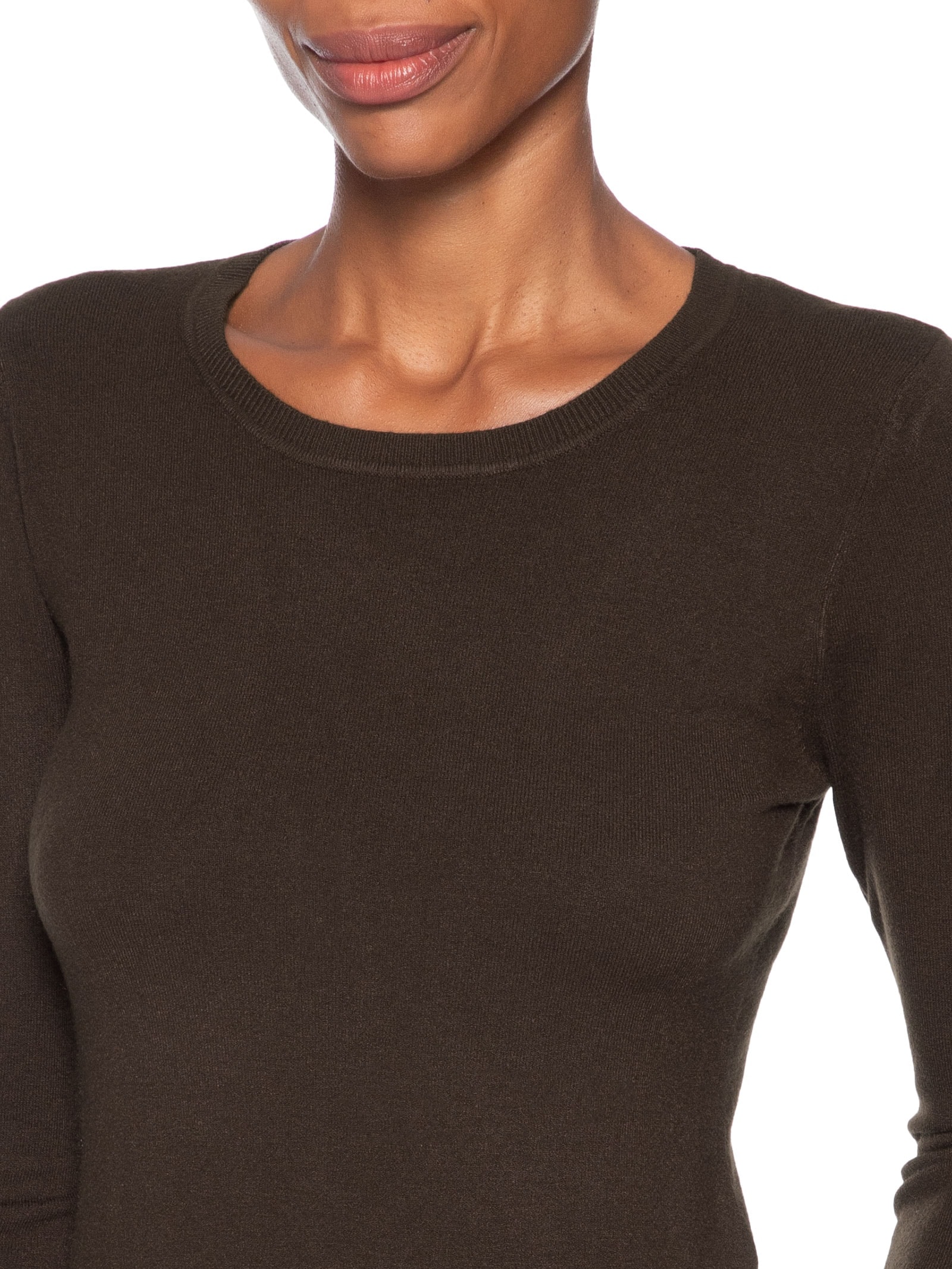 Blusa Feminina Tricot Básica Marrom Basiq