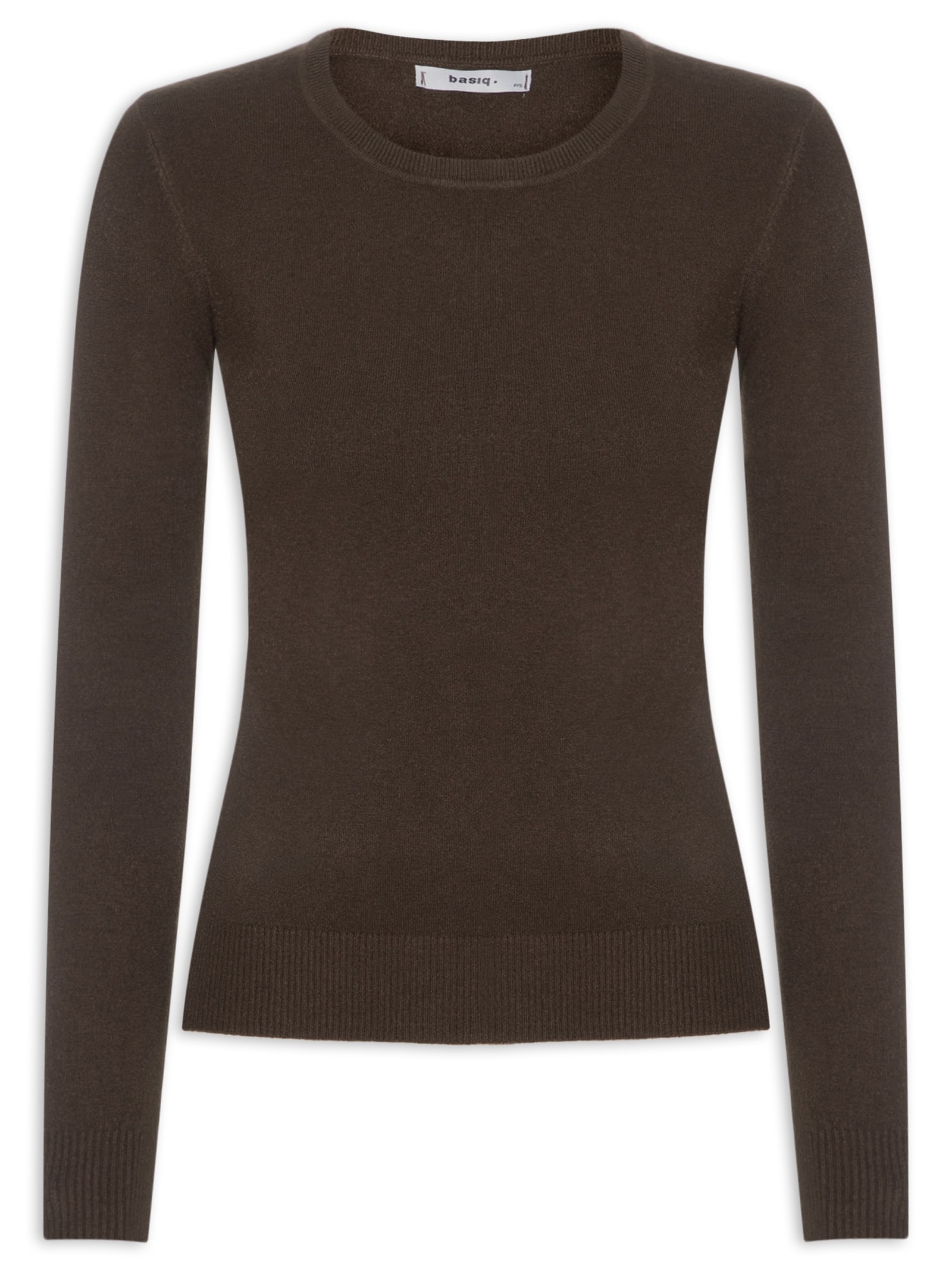 Blusa Feminina Tricot Básica Marrom Basiq