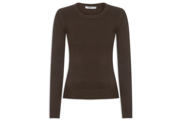 Blusa Feminina Tricot Básica - Marrom