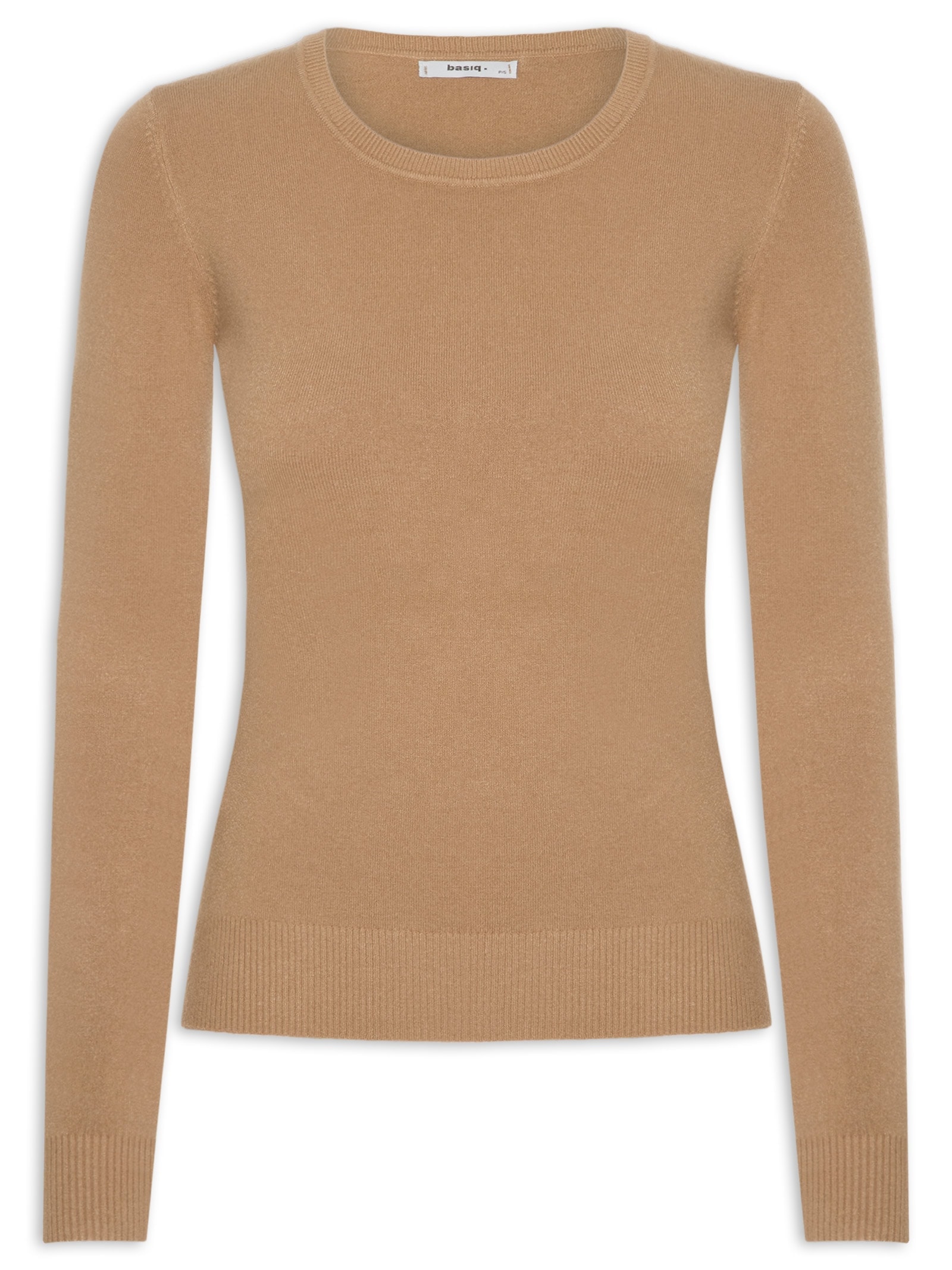 Blusa Feminina Tricot Básica Marrom Basiq