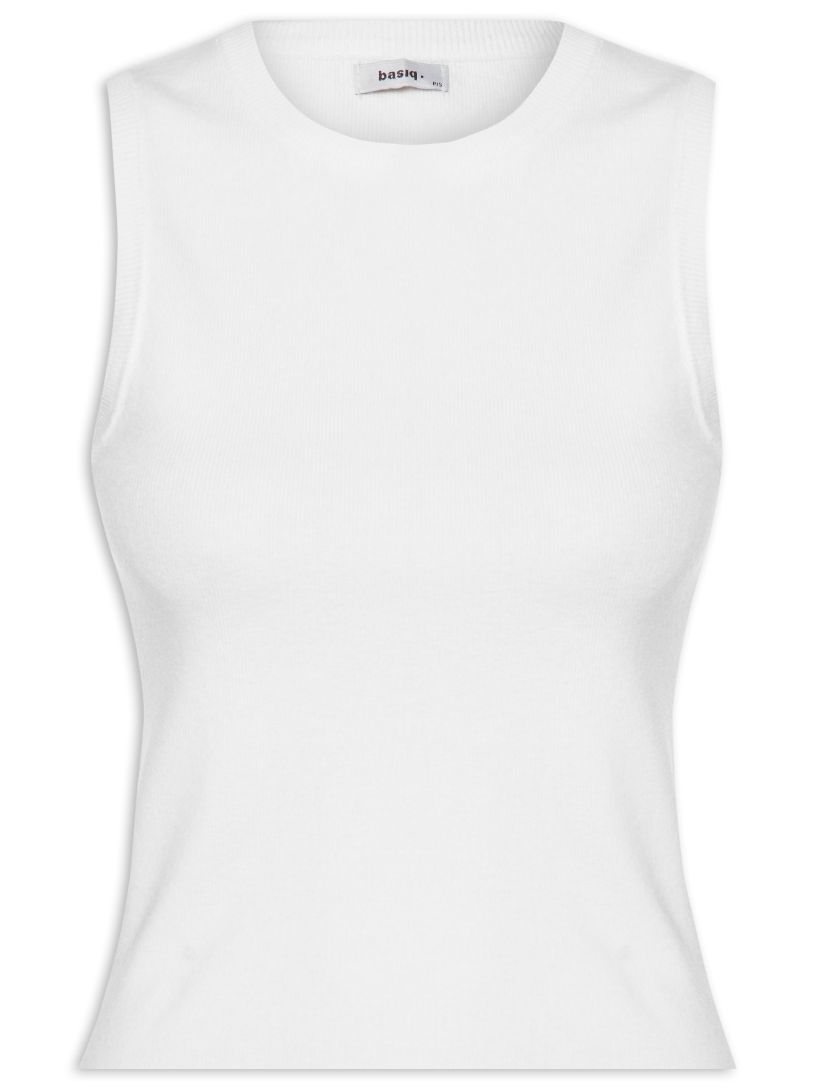 Blusa Feminina Tricot Básica Sem Manga Branco Basiq