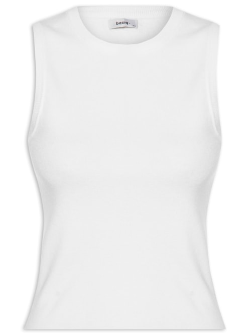 Blusa Feminina Tricot Básica Sem Manga – Branco