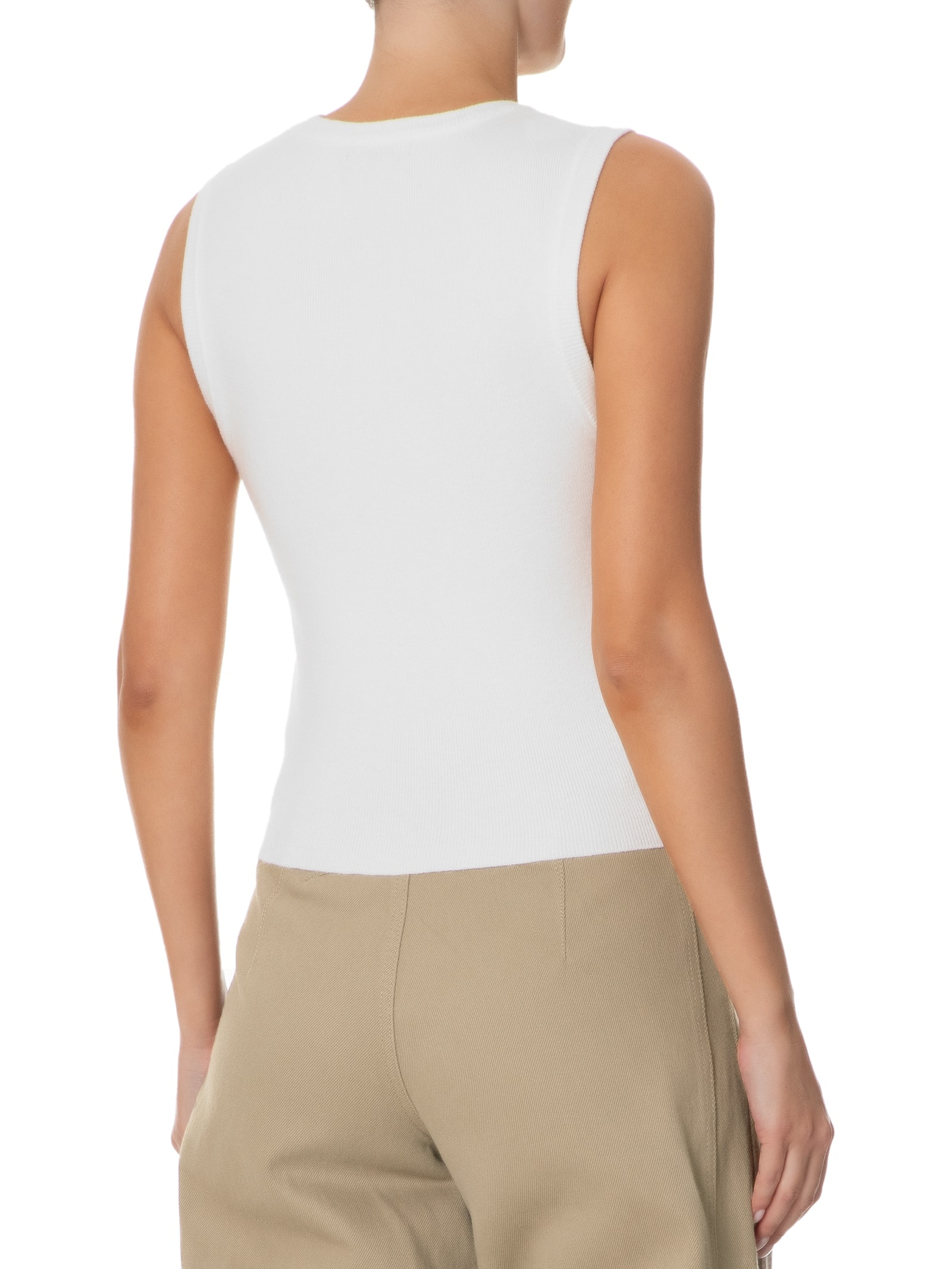 Blusa Feminina Tricot Básica Sem Manga Branco Basiq