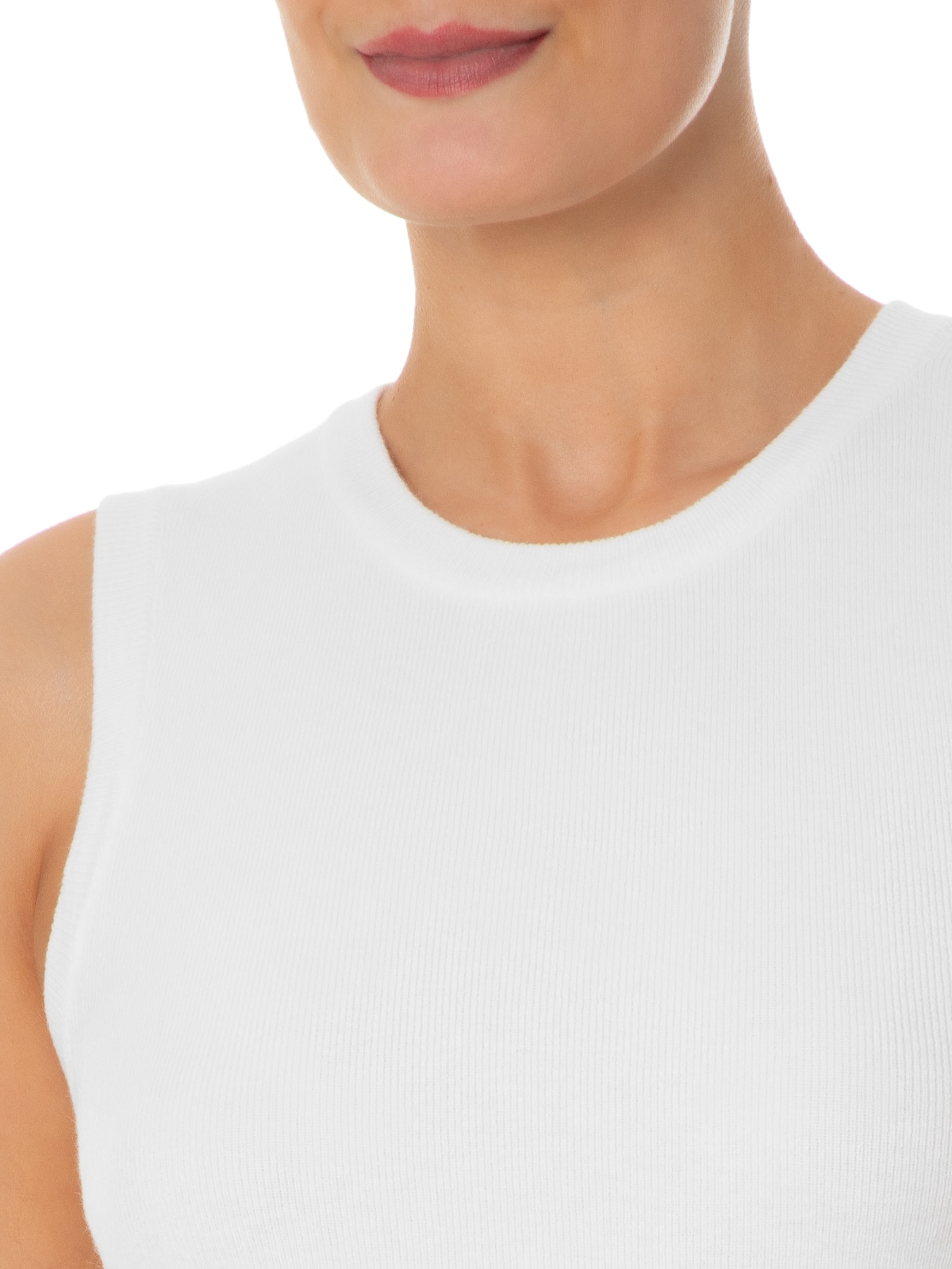 Blusa Feminina Tricot Básica Sem Manga Branco Basiq