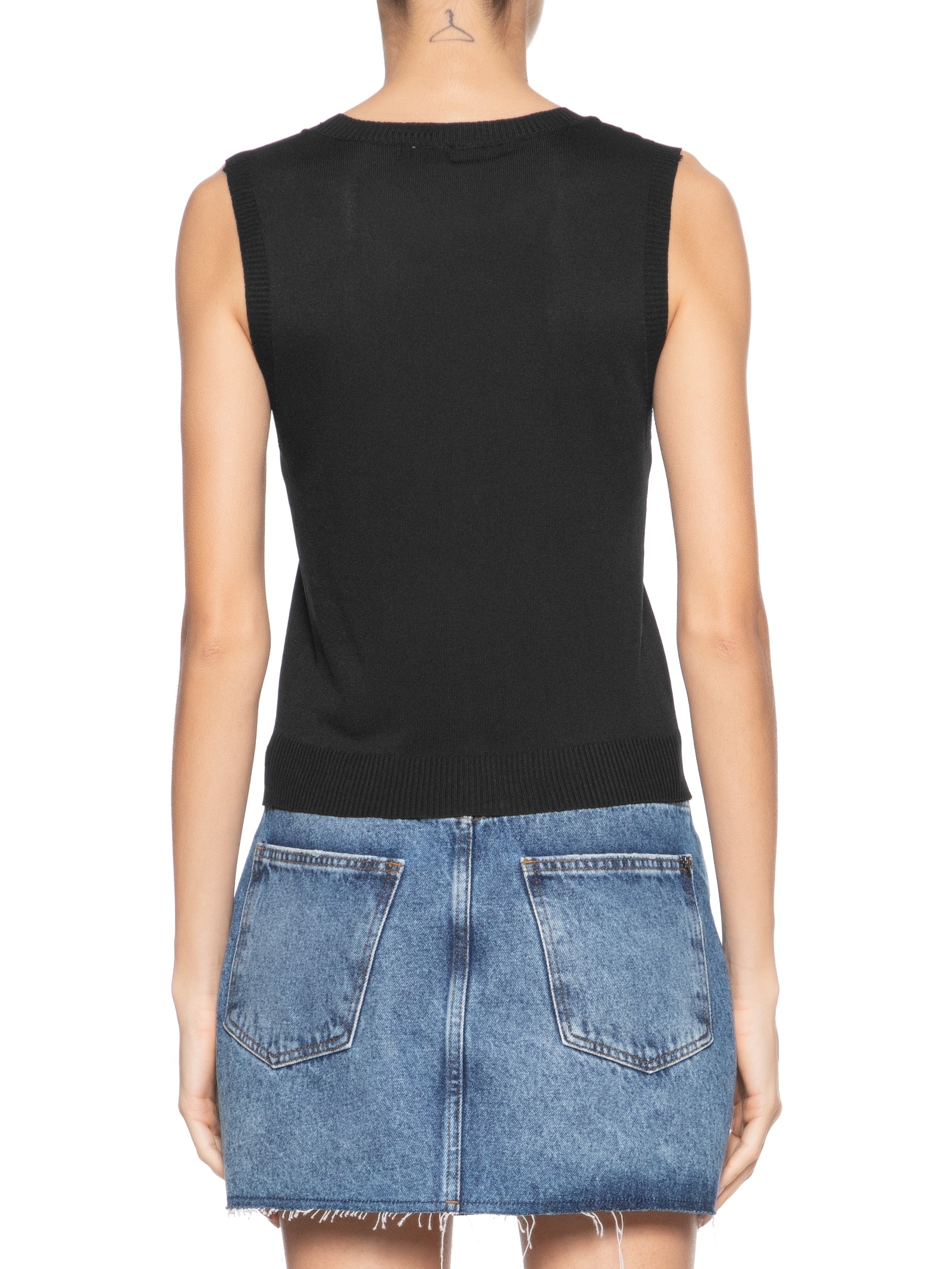 Blusa Feminina Tricot Básica Sem Manga Preto Basiq