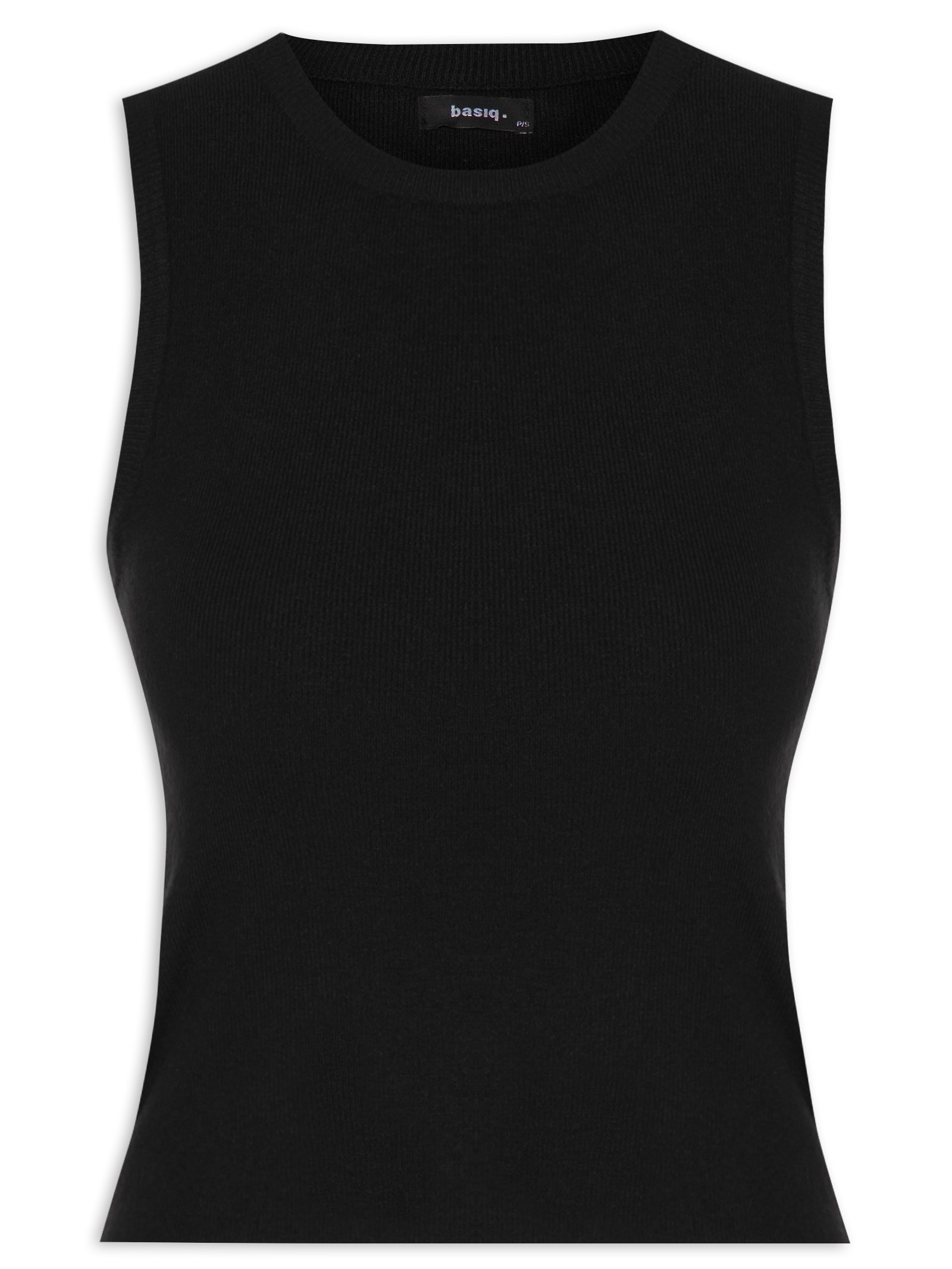 Blusa Feminina Tricot Básica Sem Manga Preto Basiq