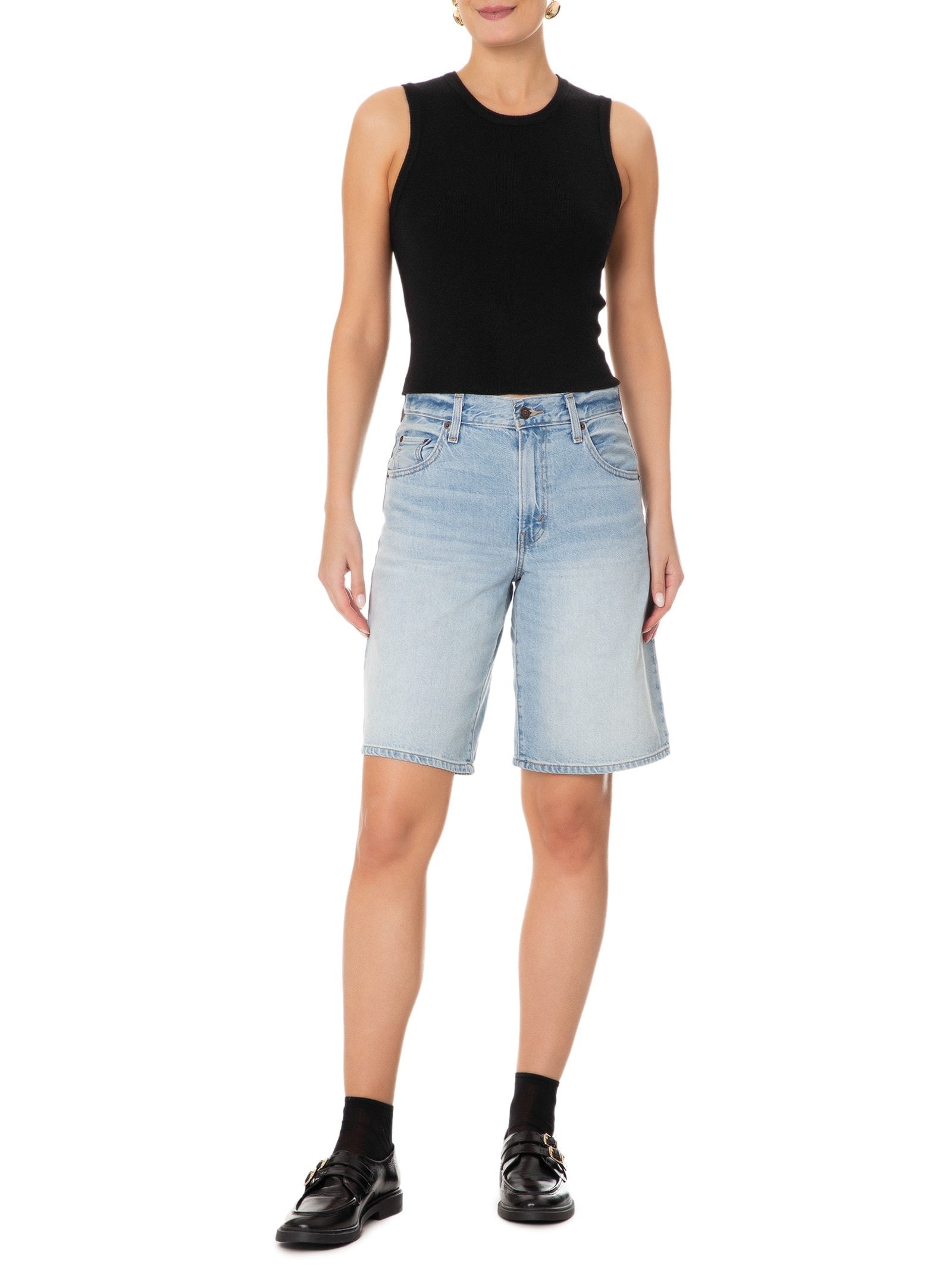 Blusa Feminina Tricot Básica Sem Manga Preto Basiq