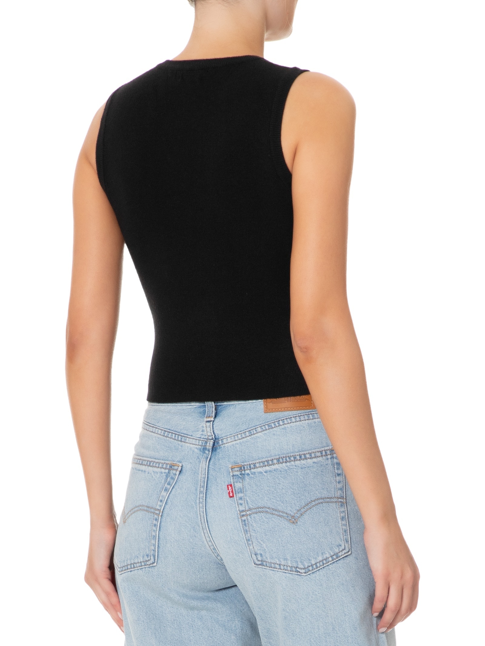 Blusa Feminina Tricot Básica Sem Manga Preto Basiq