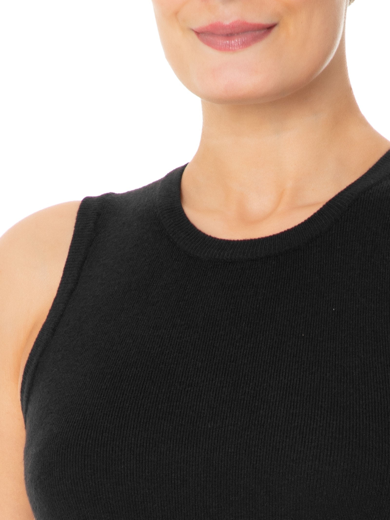 Blusa Feminina Tricot Básica Sem Manga Preto Basiq