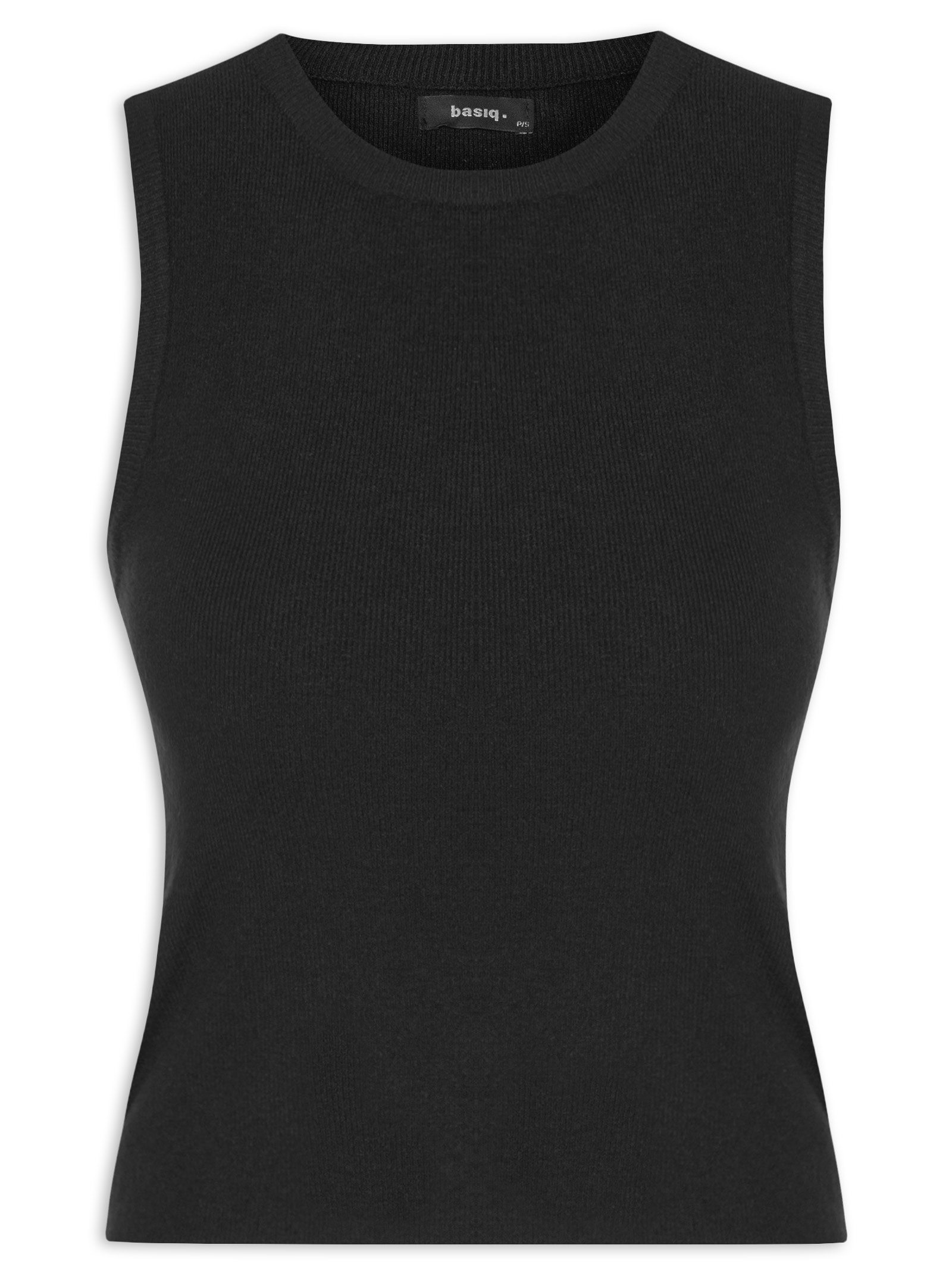 Blusa Feminina Tricot Básica Sem Manga Preto Basiq