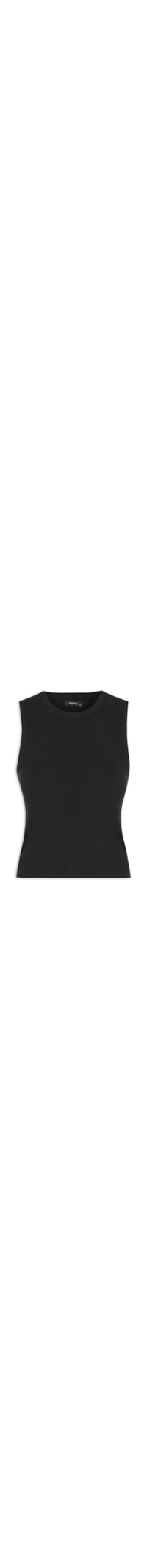 Blusa Feminina Tricot Básica Sem Manga - Preto