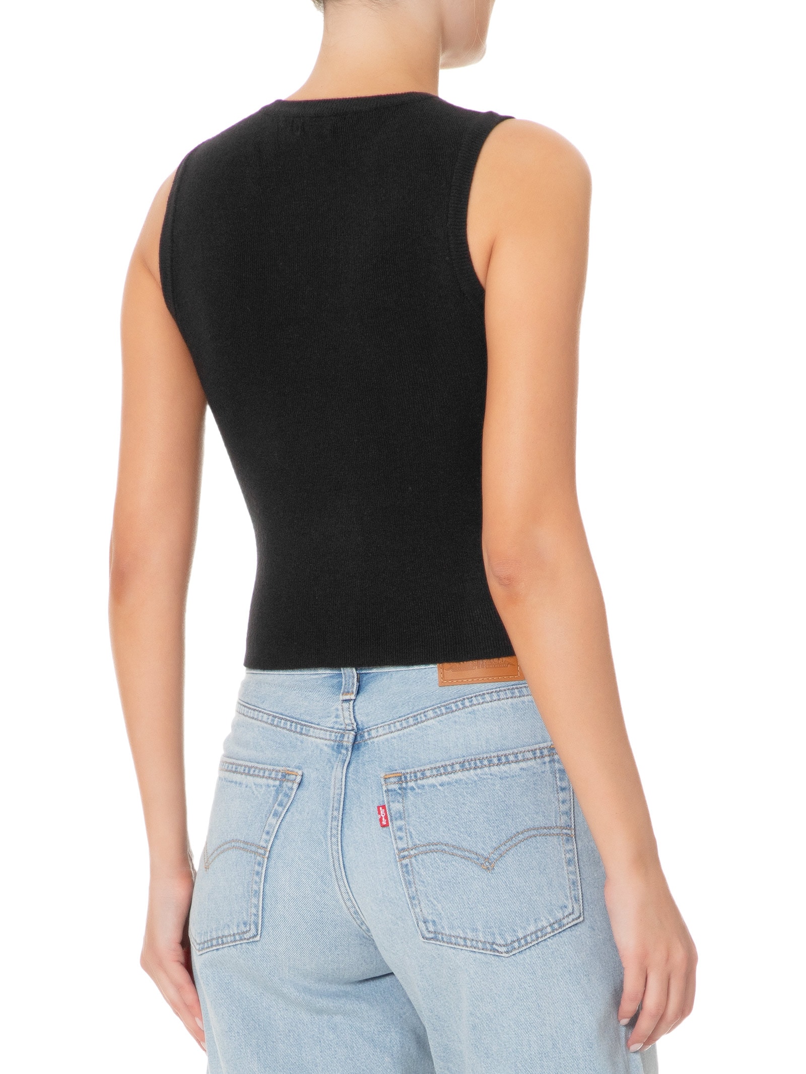 Blusa Feminina Tricot Básica Sem Manga Preto Basiq