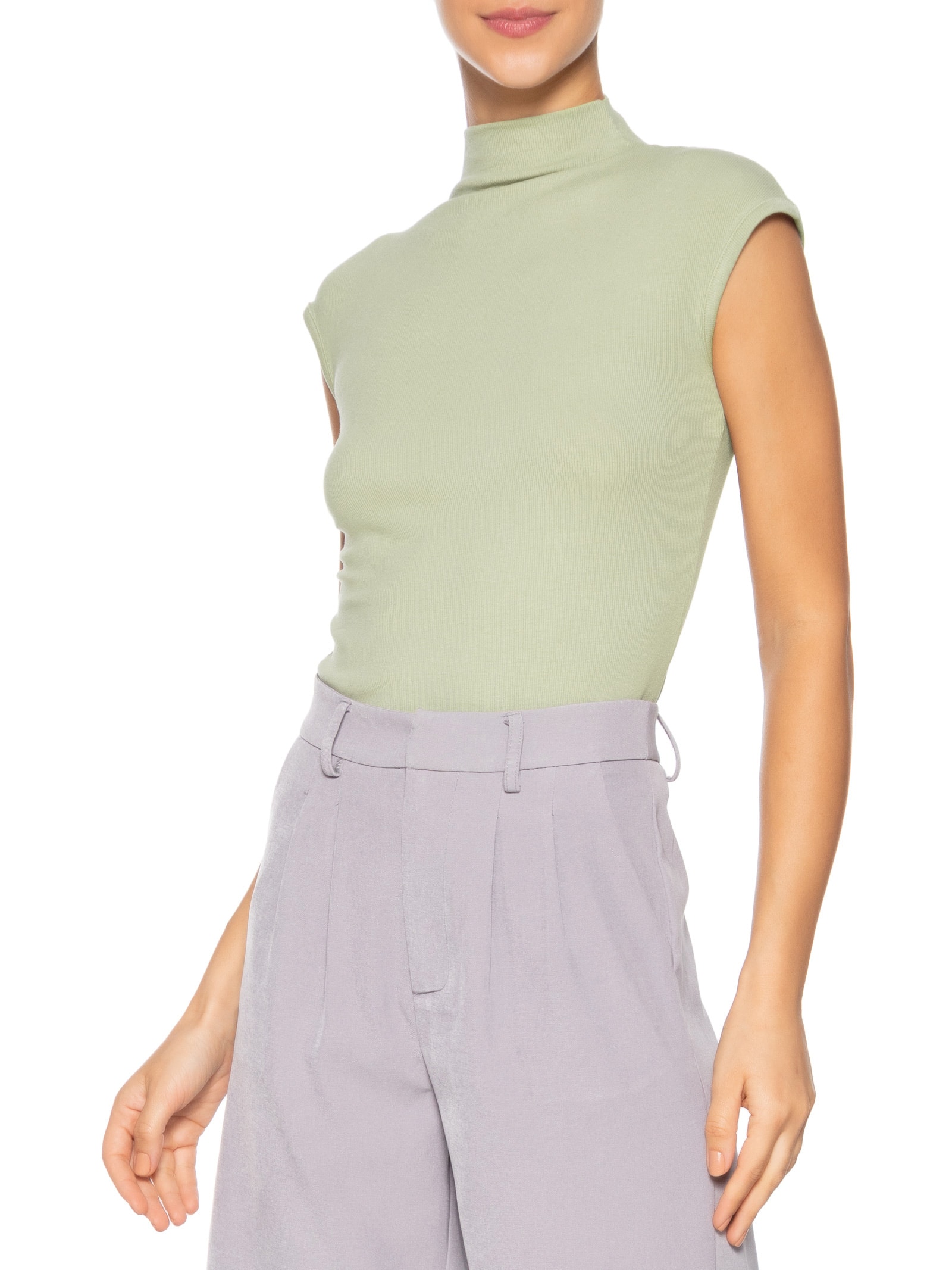 Blusa Feminina Tricot Básica Verde Basiq