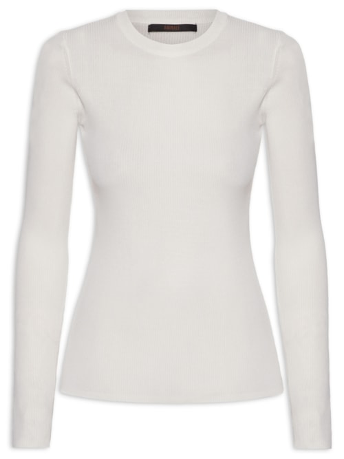Blusa Feminina Tricot Básico Canelado – Off White