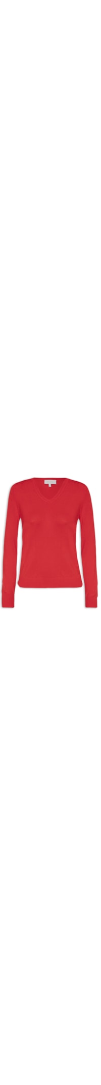 Blusa Feminina Tricot Básico Decote V - Vermelho