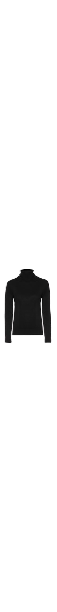 Blusa Feminina Tricot Básico Gola Alta - Preto