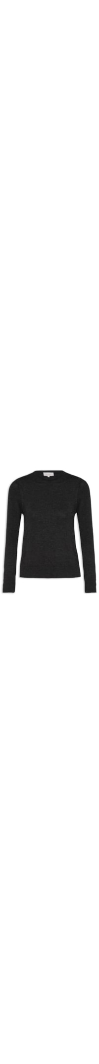 Blusa Feminina Tricot Básico Gola Careca - Preto