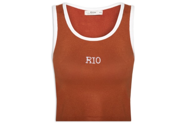 Blusa Feminina Tricot Bordada Rio - Marrom