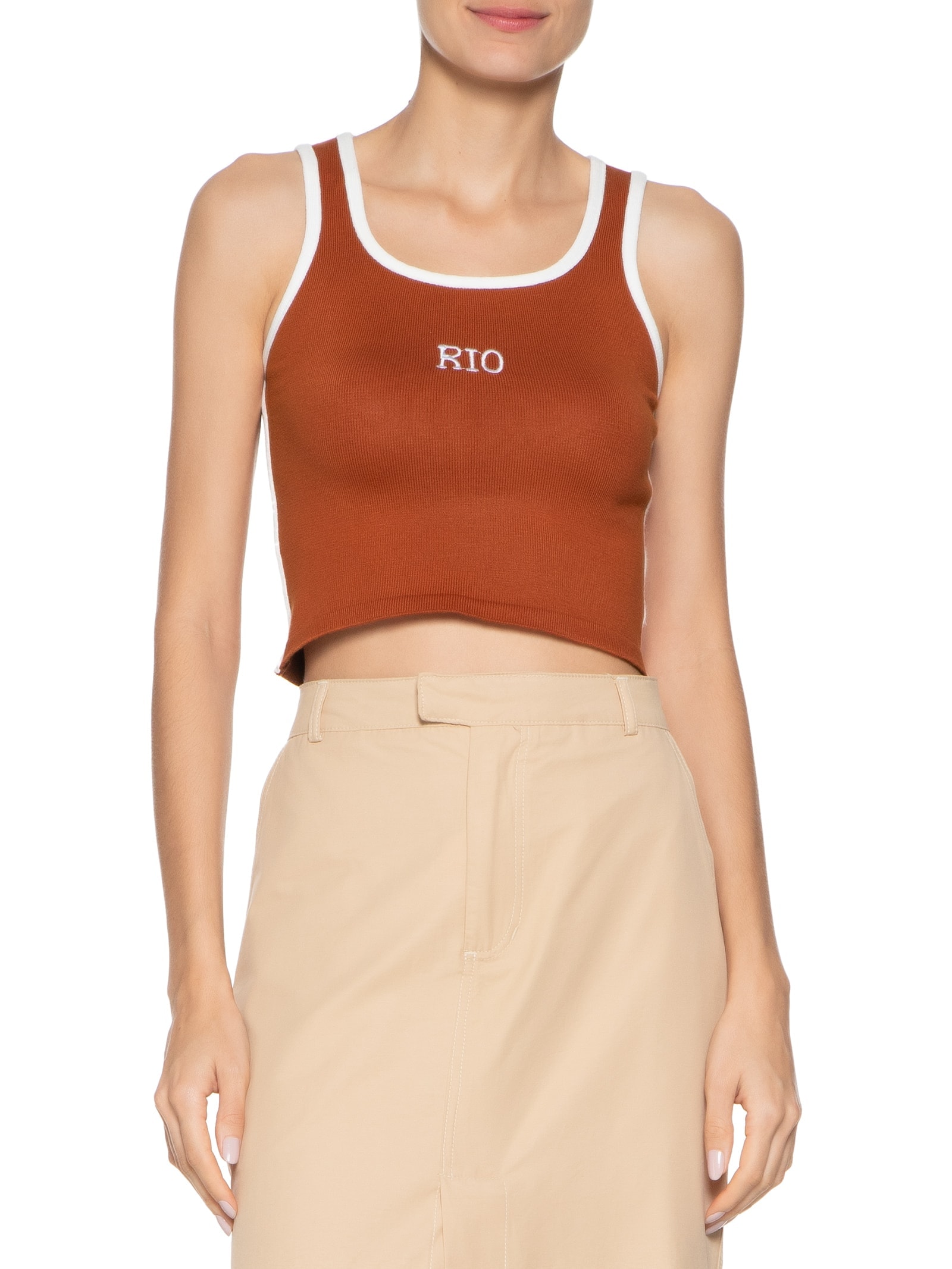 Blusa Feminina Tricot Bordada Rio Marrom Dress To