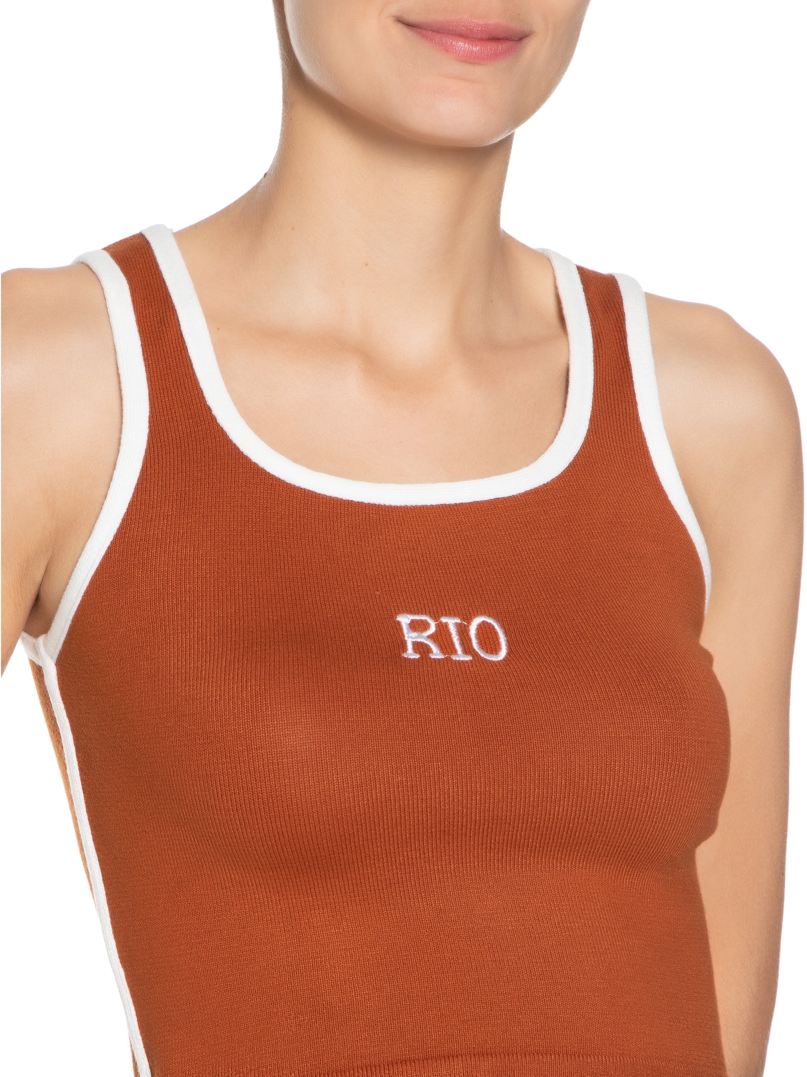 Blusa Feminina Tricot Bordada Rio Marrom Dress To