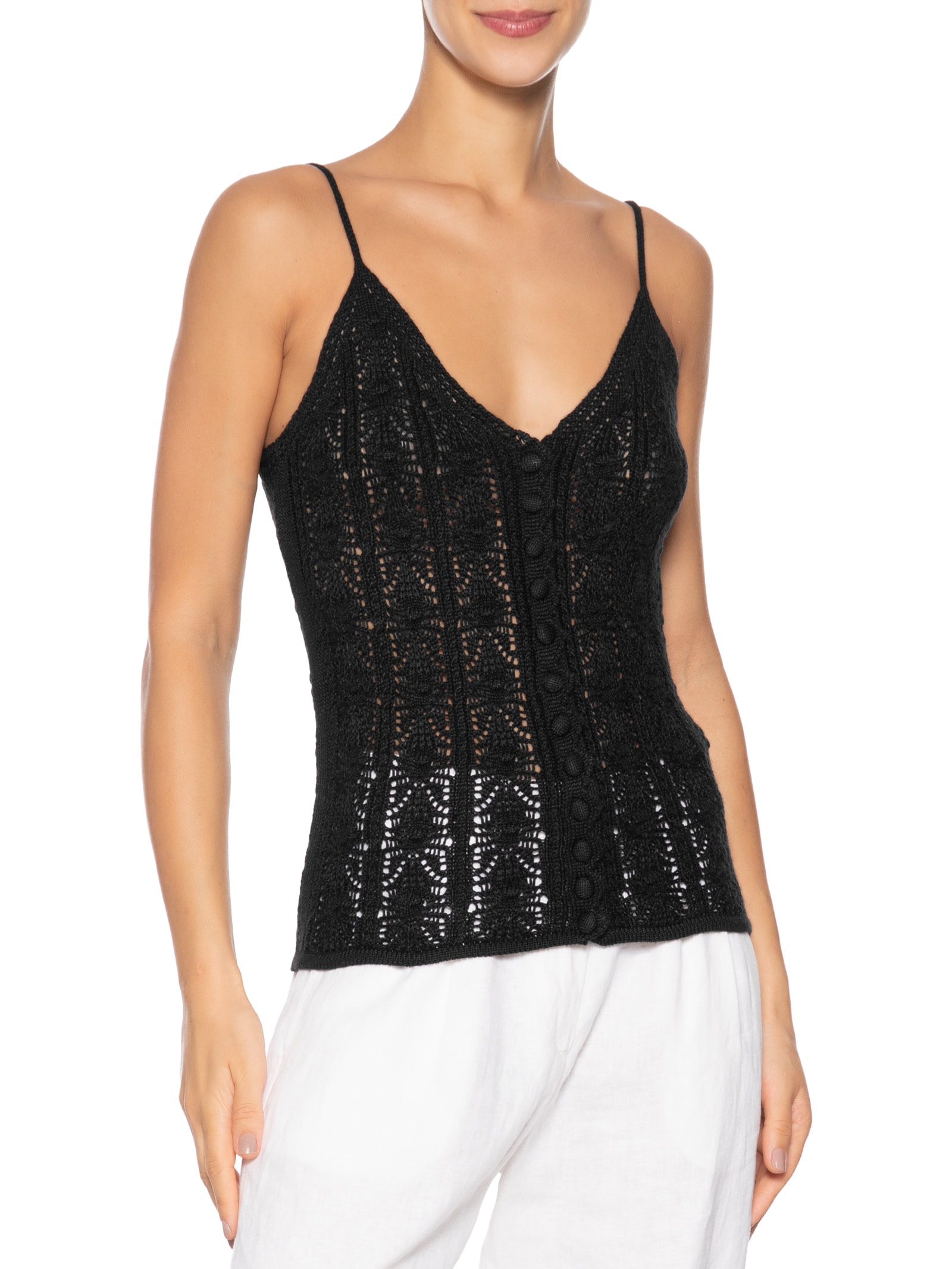 Blusa Feminina Tricot Botões Preto Dress To