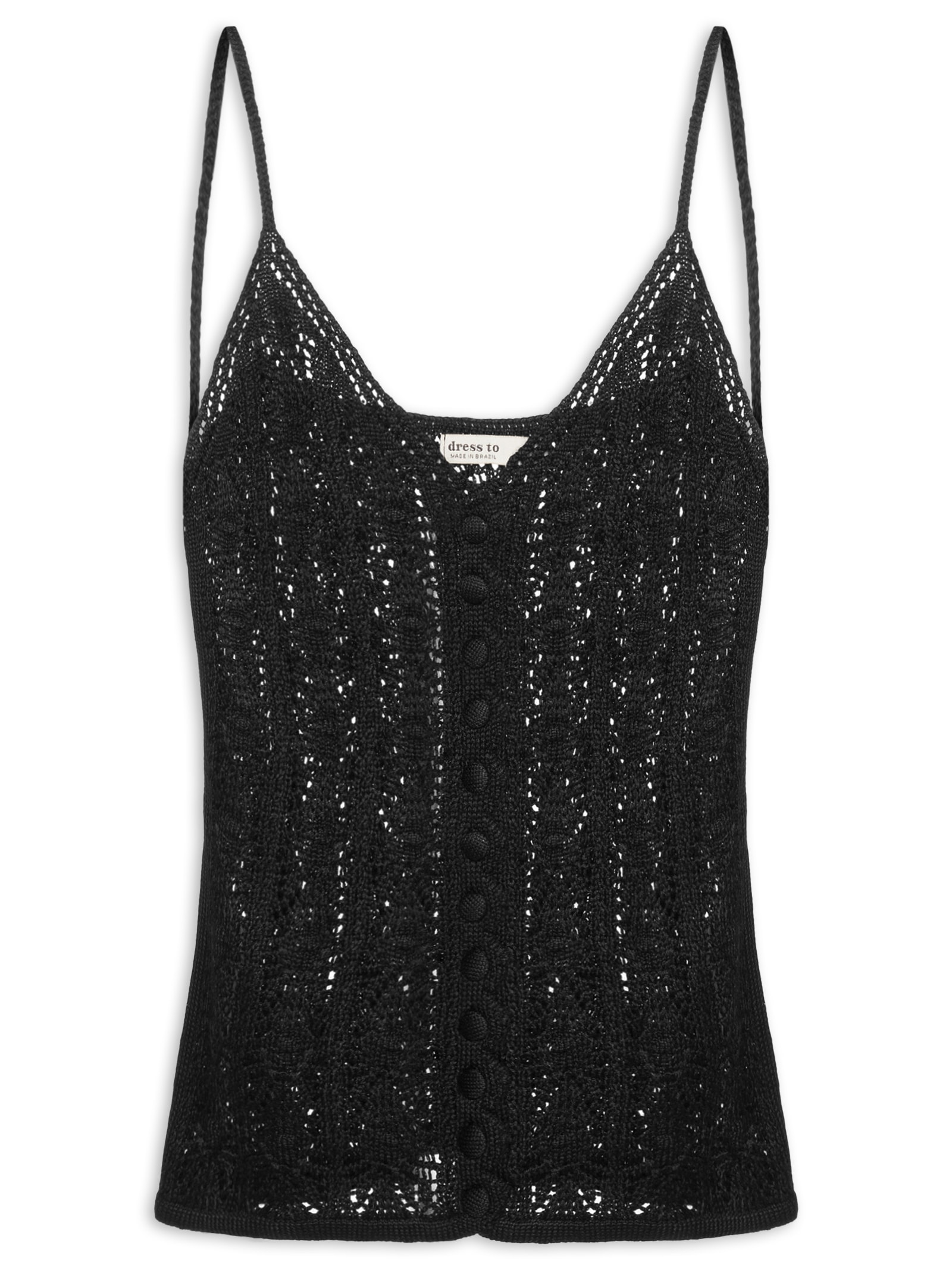 Blusa Feminina Tricot Botões Preto Dress To