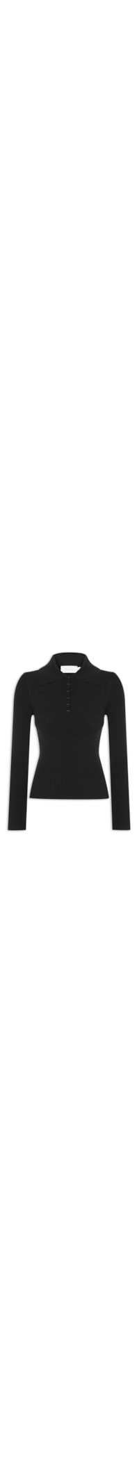 Blusa Feminina Tricot Canelada Botões - Preto
