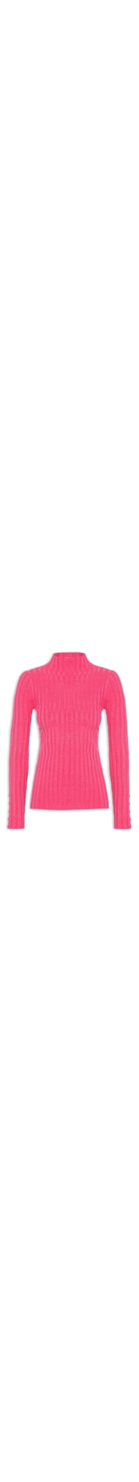 Blusa Feminina Tricot Canelada Com Manga Longa - Rosa