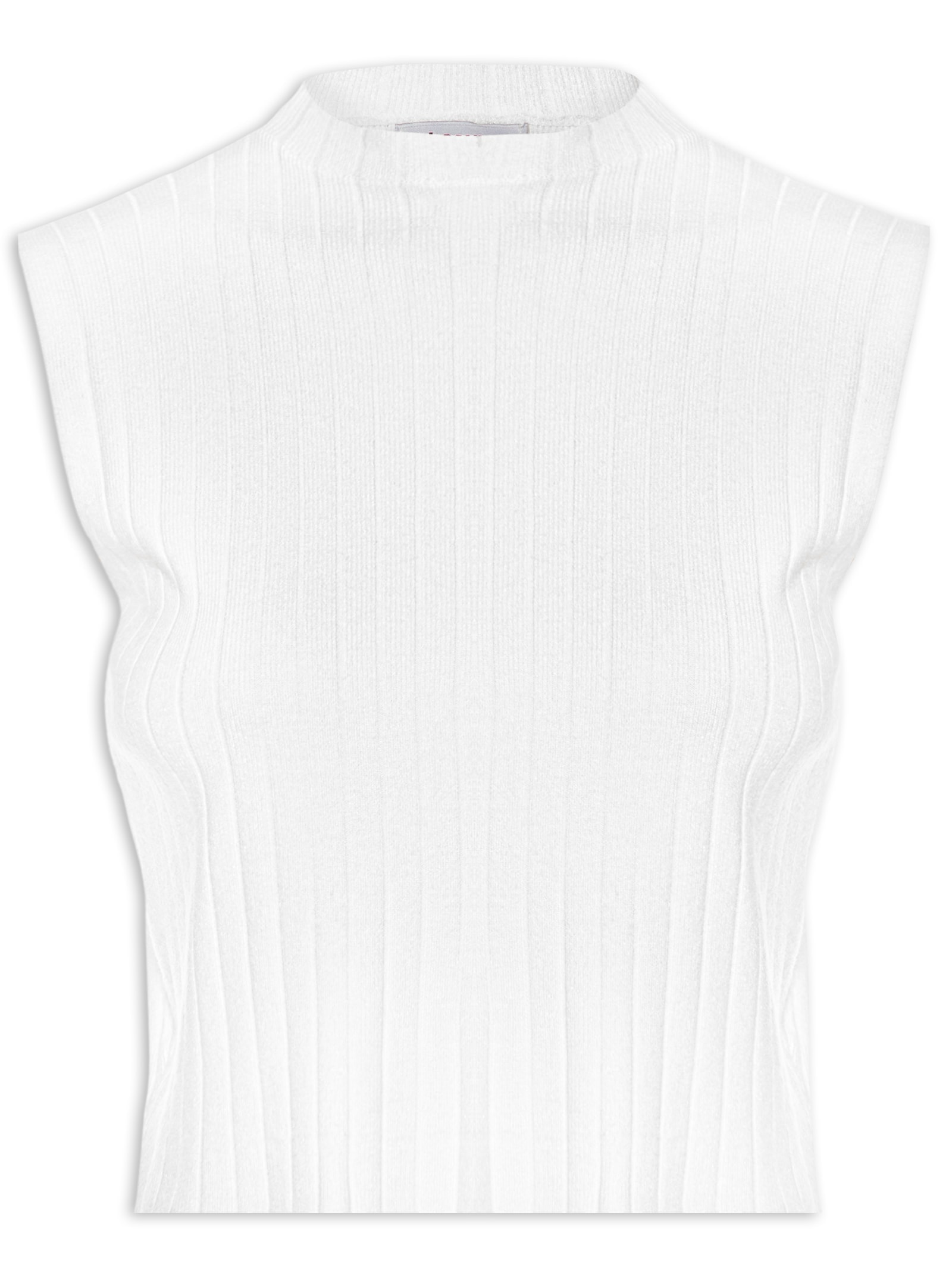 Blusa Feminina Tricot Canelada Sem Manga Branco Basiq
